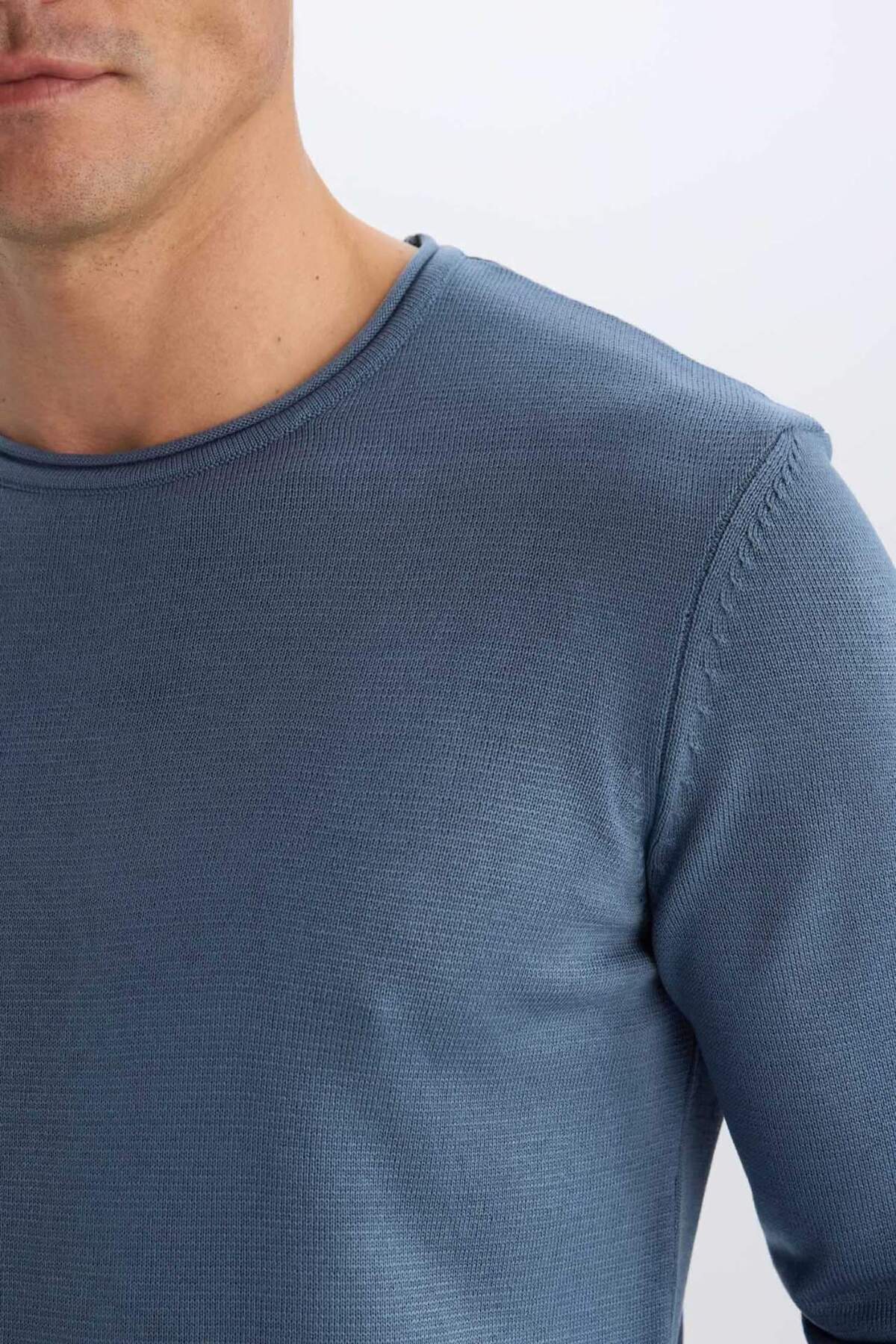 ژاکت بافتنی Relax Fit Crew D3278AX24WN — سرمه‌ای — تصویر 5 از 6