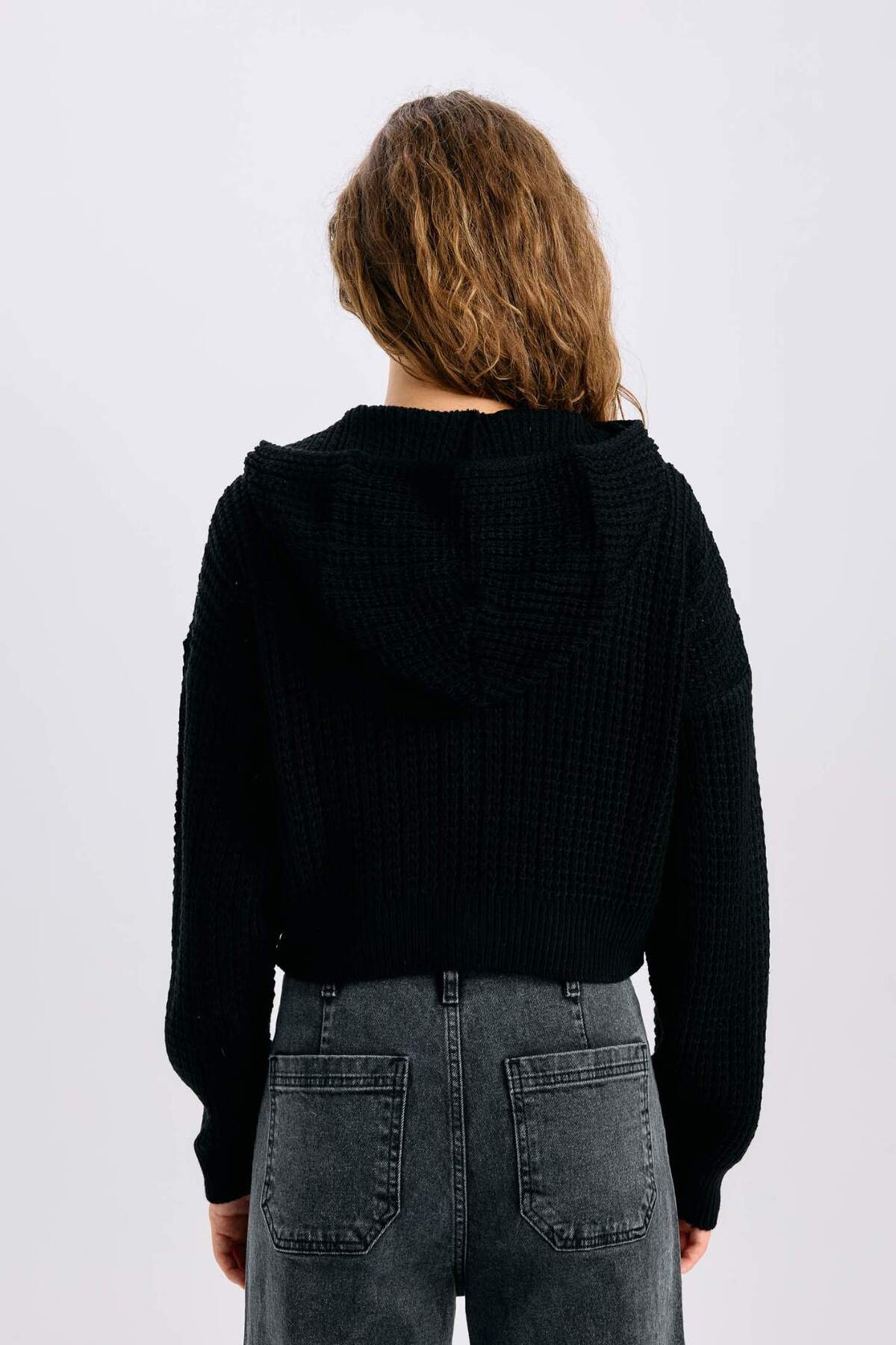 Defacto  Regular Fit Kapüşonlu Fermuarlı Triko Hırka E2269AXNS - Görsel 6