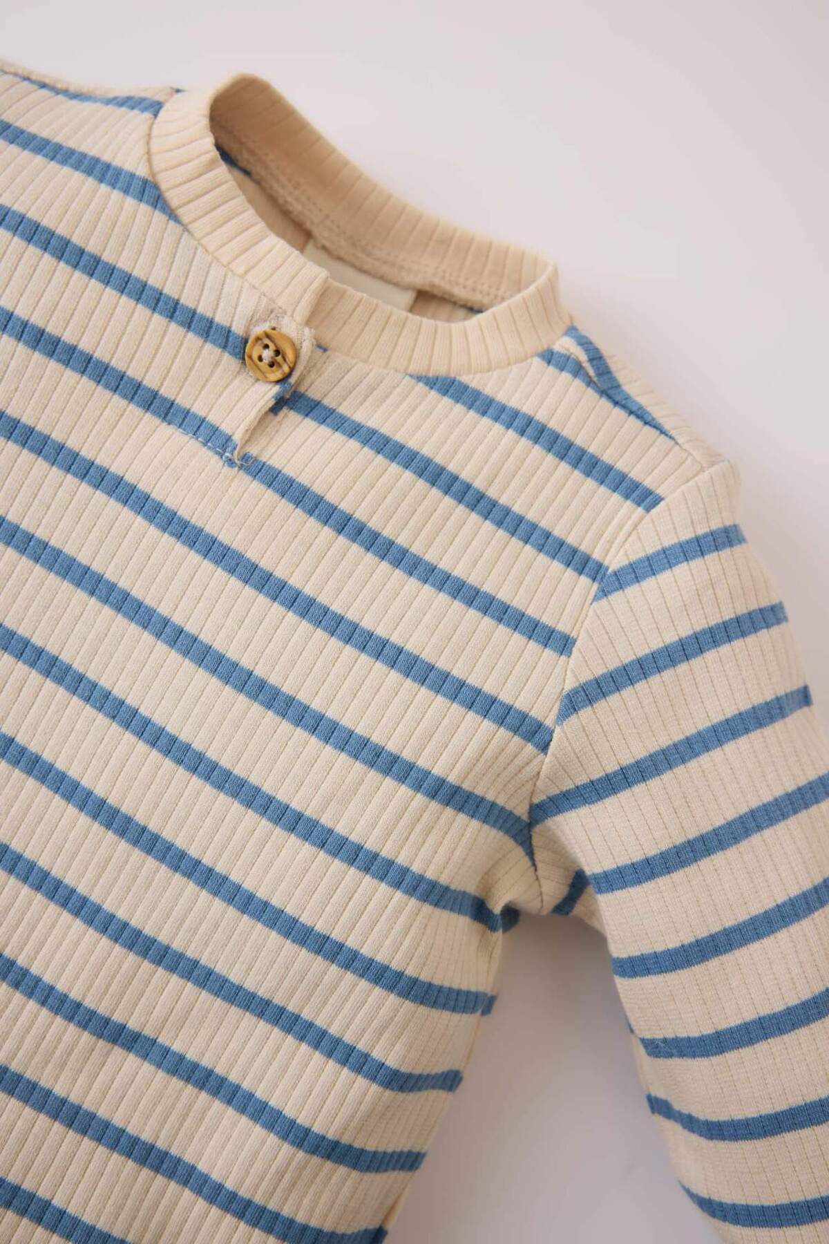 Defacto 2li Takım Çizgili Fitilli Kaşkorse Uzun Kollu Üst İspanyol Paça Beli Lastikli Tayt Kız Bebek D7256A5 fotoğrafı 3 (önizleme)