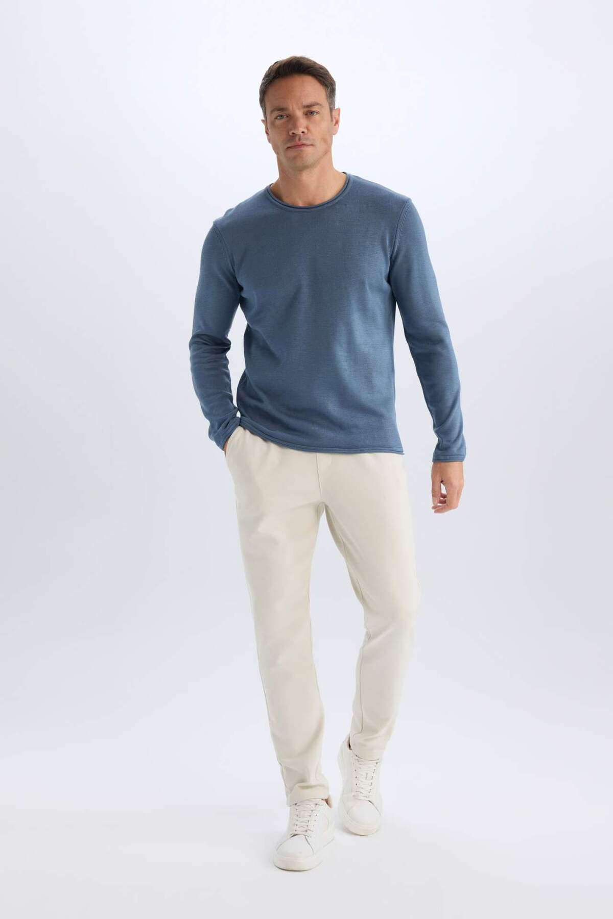 ژاکت بافتنی Relax Fit Crew D3278AX24WN — سرمه‌ای — تصویر 2 از 6
