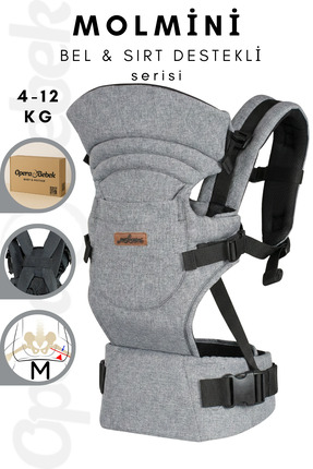 Molmini Plus Bel & Sırt Destekli 4-12 KG Ergonomik Kanguru Çok Yönlü Ayarlana...