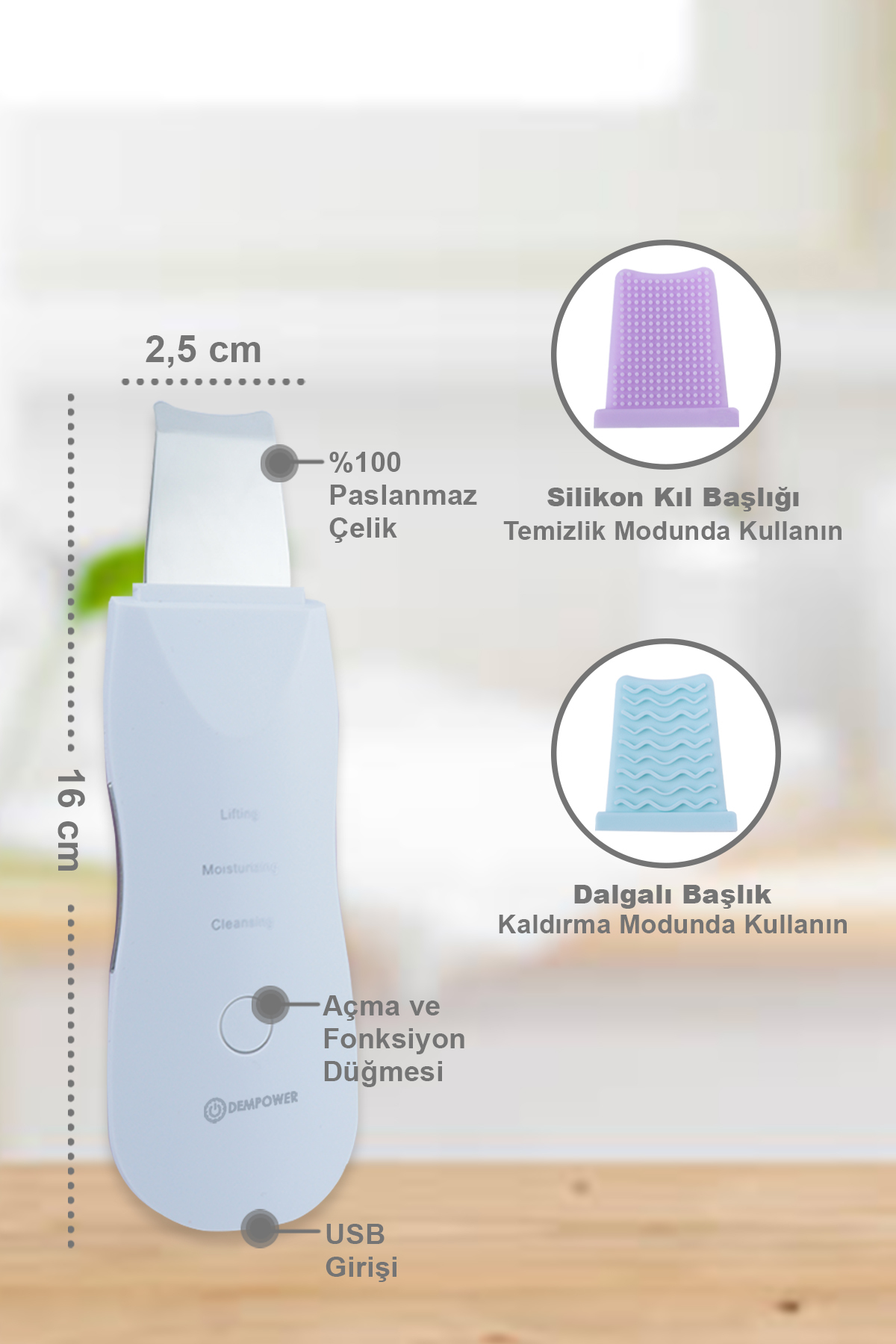Ultrasonic Scubber Siyah Nokta-akne Gidereci Yüz Spatulası Dem Power — DPSPT — تصویر 4 از 8