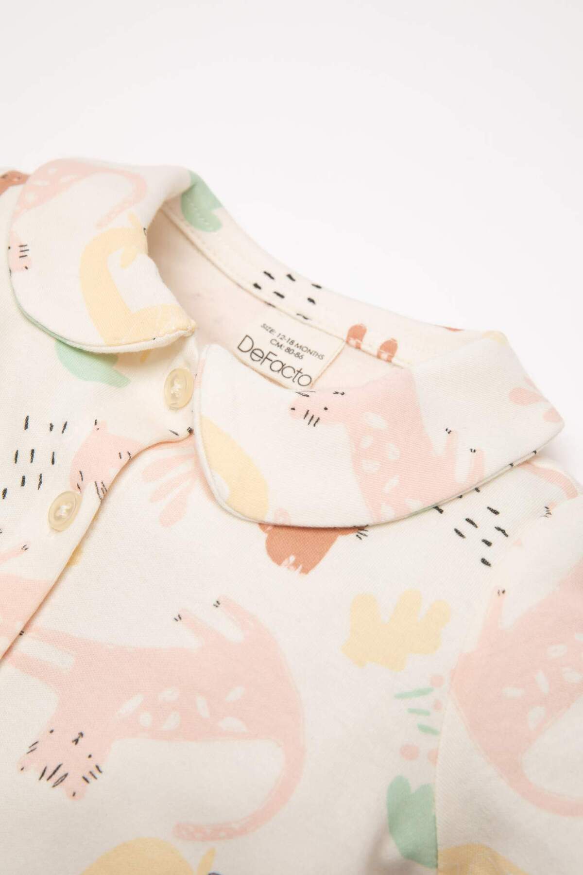 Defacto Pijama Takımı Safari Baskılı Uzun Kollu Üst Beli Lastikli Alt Kız Bebek D8289A5NS fotoğrafı 3 (önizleme)