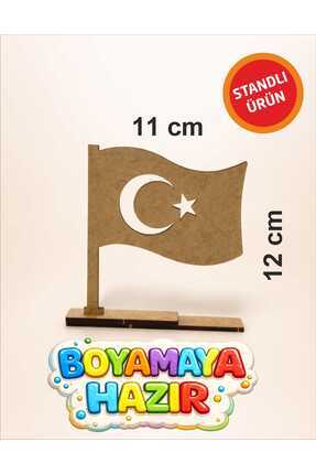 birlazer Boyanabilir Türk Bayrağı Standlı Ahşap Oyuncak Etkinlik Aktivite 1 Ad