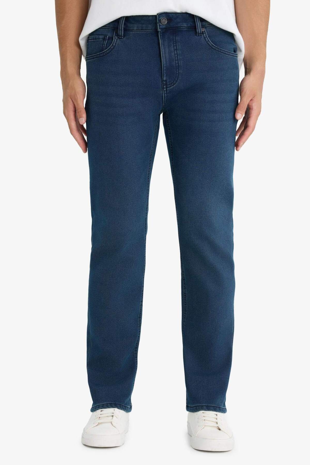 Defacto  Sergio Regular Fit Normal Kalıp Normal Bel Boru Paça Termal Polarlı Jean Pantolon Y0369AZ24WN - Görsel 5