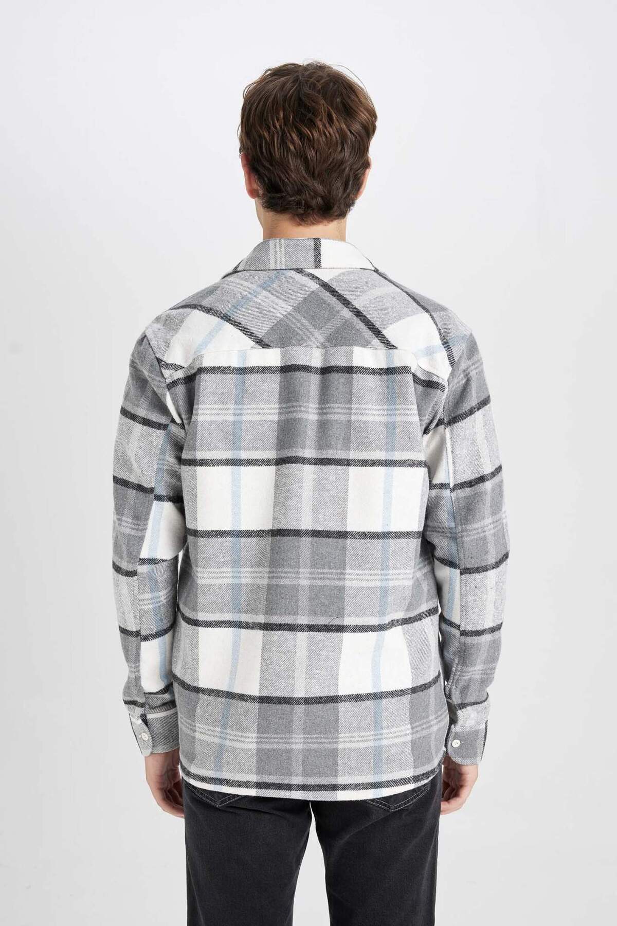 DeFacto Regular Fit Kareli Oduncu Flanel Uzun Kollu Gömlek D6027AX24AU görsel 6