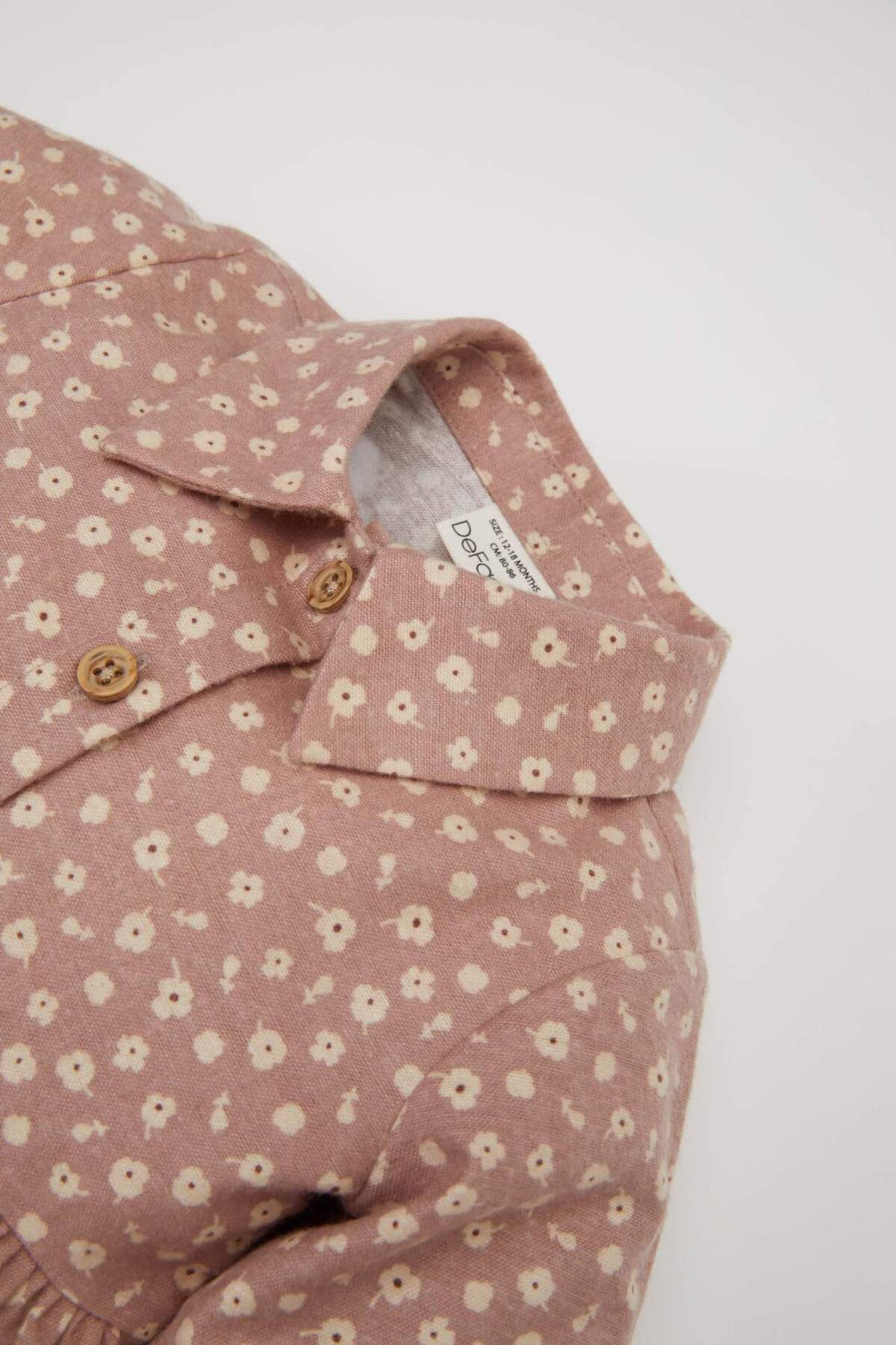 Defacto Çiçekli Uzun Kollu Pazen Elbise Kız Bebek D5636A524WN fotoğrafı 2 (önizleme)