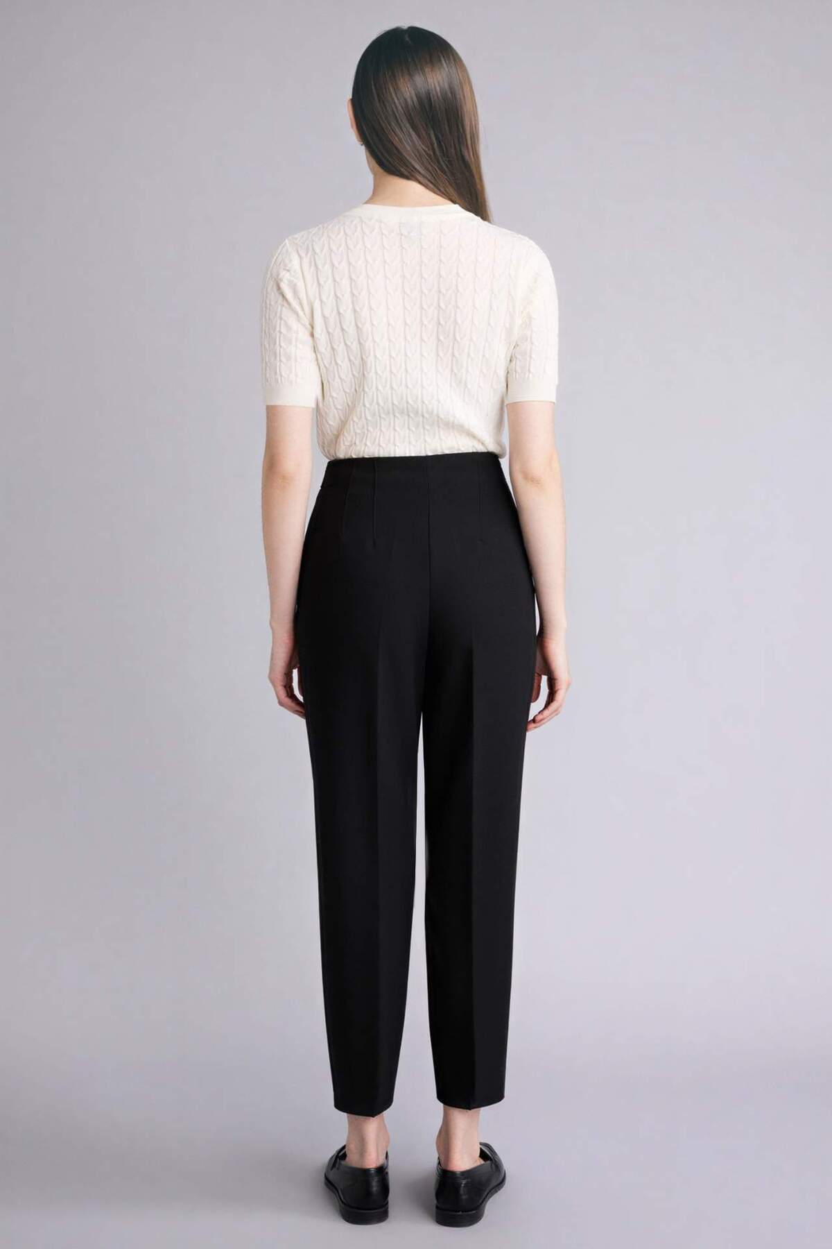 Defacto  Carrot Fıt Fermuarlı Yüksek Bel Dar Paça Crop Pantolon C2466AX24AU - Görsel 4