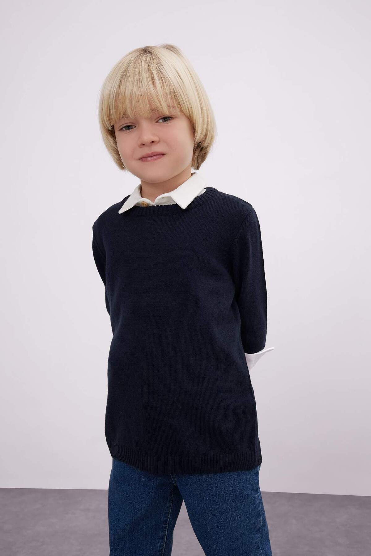 Defacto Erkek Bebek Bisiklet Yaka Triko Kazak A5036A524AU fotoğrafı 3 (önizleme)