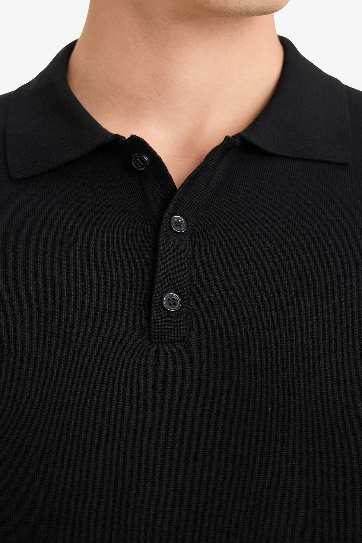DeFacto Standart Fit Polo Yaka Premium Düğmeli Triko Kazak D0454AX24AU görsel 5