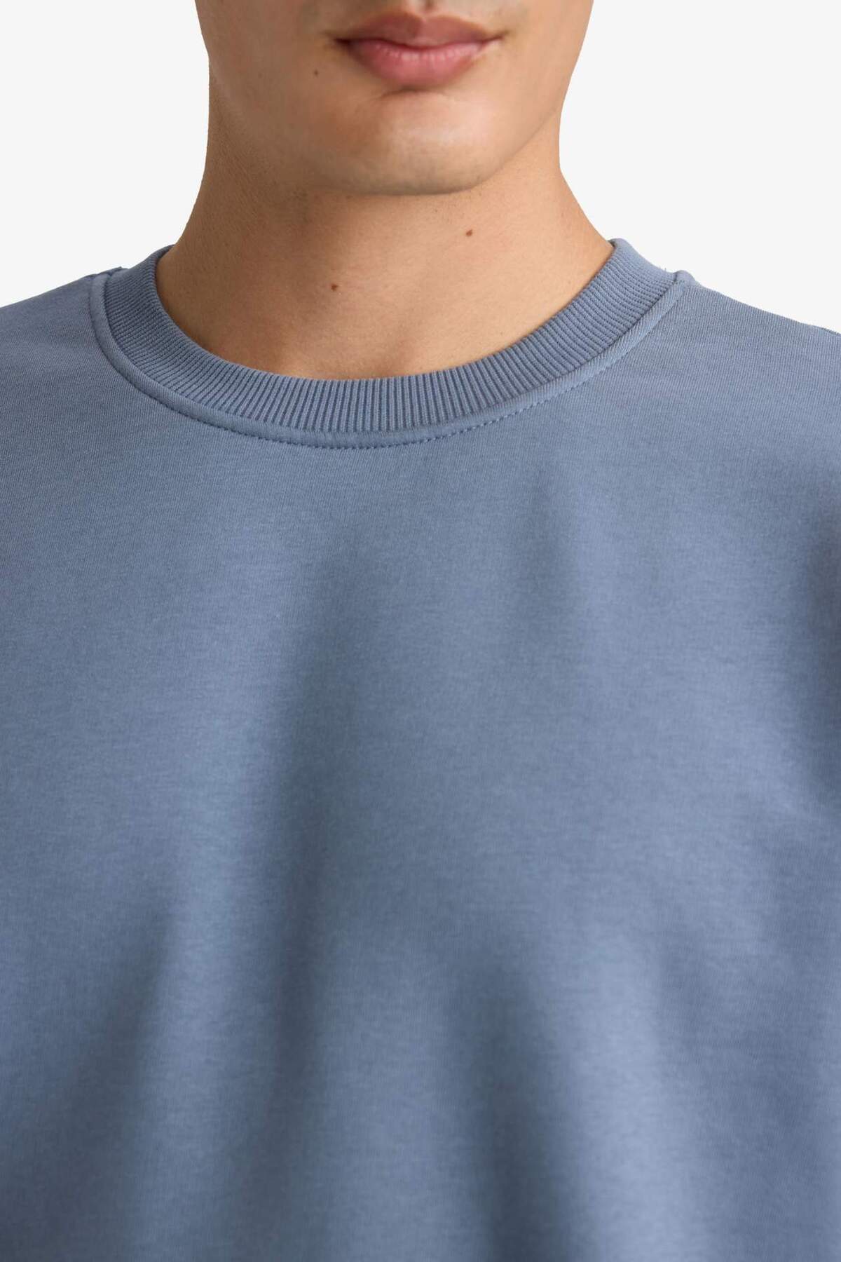 DeFacto Relax Fit Bisiklet Yaka Kalın İçi Yumuşak Tüylü Basic Düz Sweatshirt T5139AZ24AU görsel 5