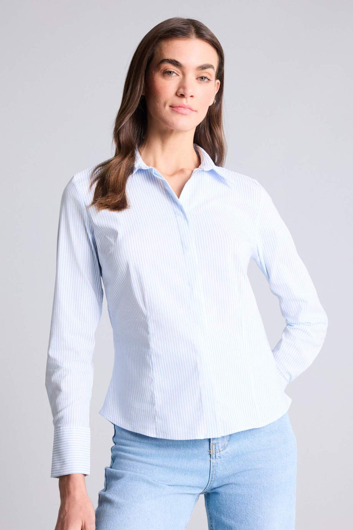 DeFacto Fıtted Çizgili Poplin Gömlek D3172AX24AU görsel 3