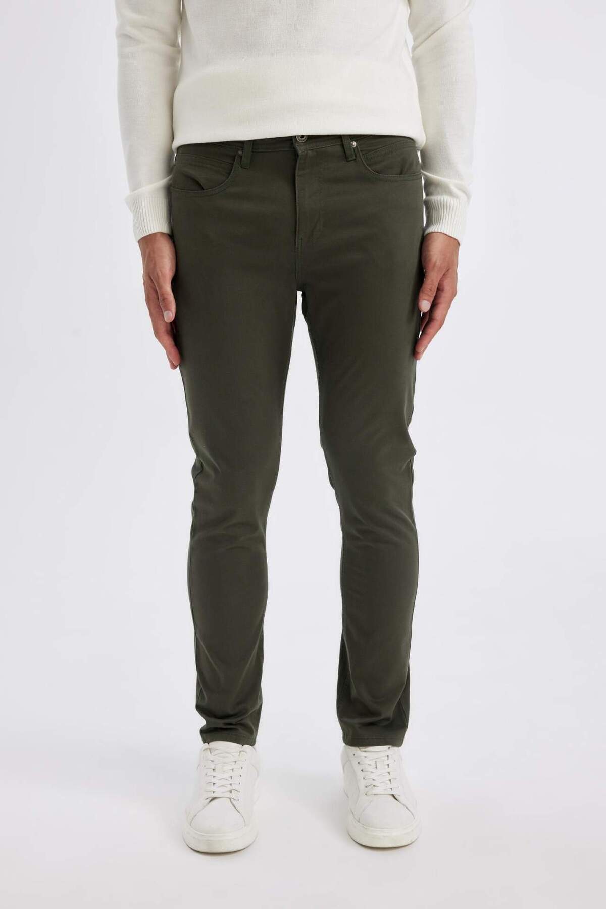Chino Kanvas Pantolon Slim Fit Dar Kesim Pamuklu Esnek Dar Paça C9441AX24AU — خاکی TYC65989DF06B5BD10 — تصویر 8 از 8