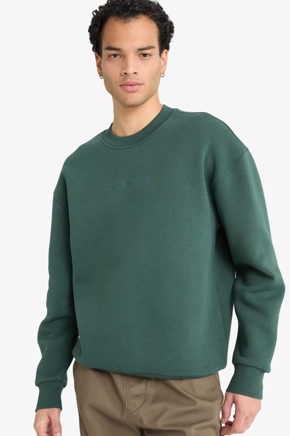 DeFacto Boxy Fit Bisiklet Yaka İçi Yumuşak Tüylü Baskılı Sweatshirt X8282AZ24AU