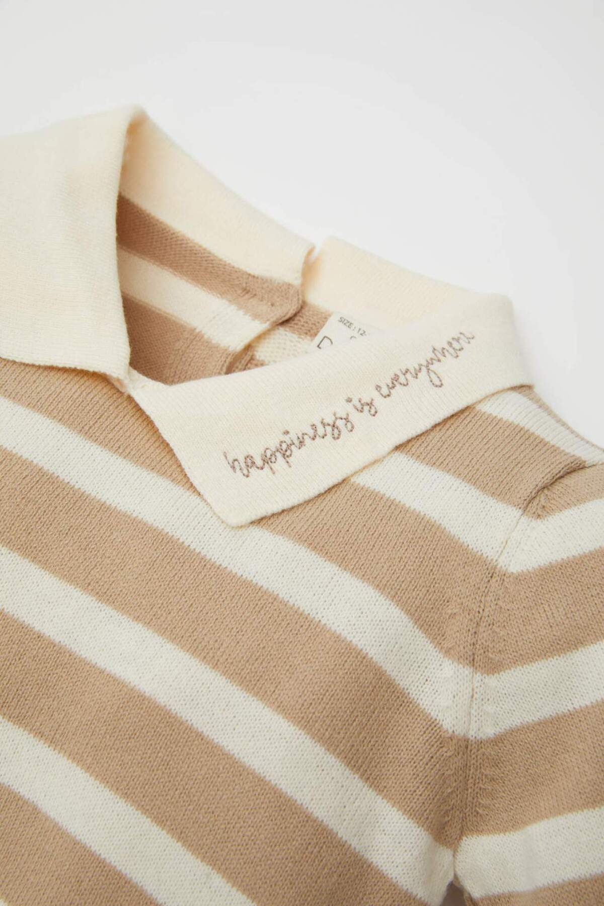 Defacto 2li Takım Çizgili Polo Yaka Triko Kazak İspanyol Paça Triko Tayt Kız Bebek C8453A524WN fotoğrafı 3 (önizleme)