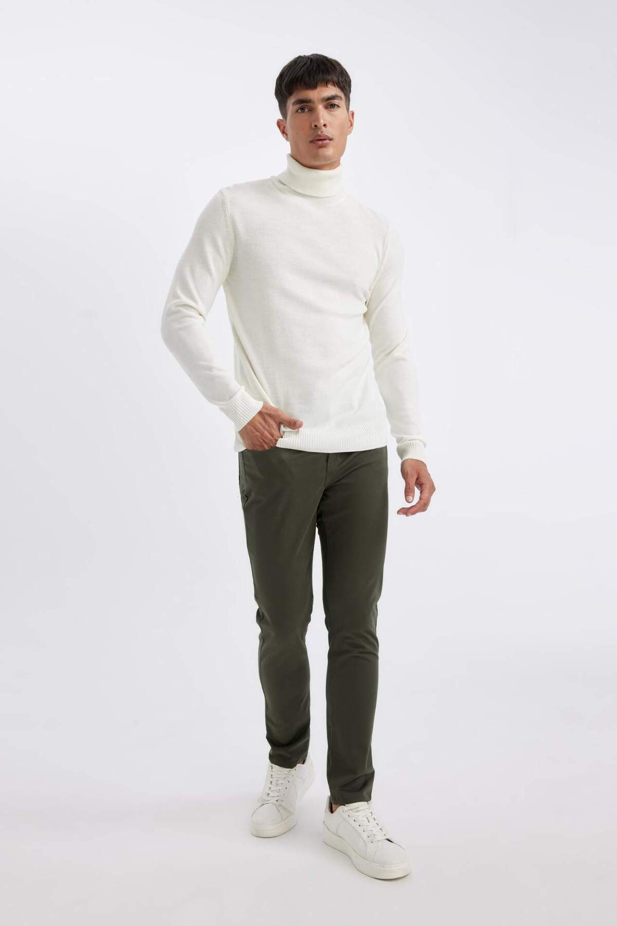 Chino Kanvas Pantolon Slim Fit Dar Kesim Pamuklu Esnek Dar Paça C9441AX24AU — خاکی TYC65989DF06B5BD10 — تصویر 6 از 8