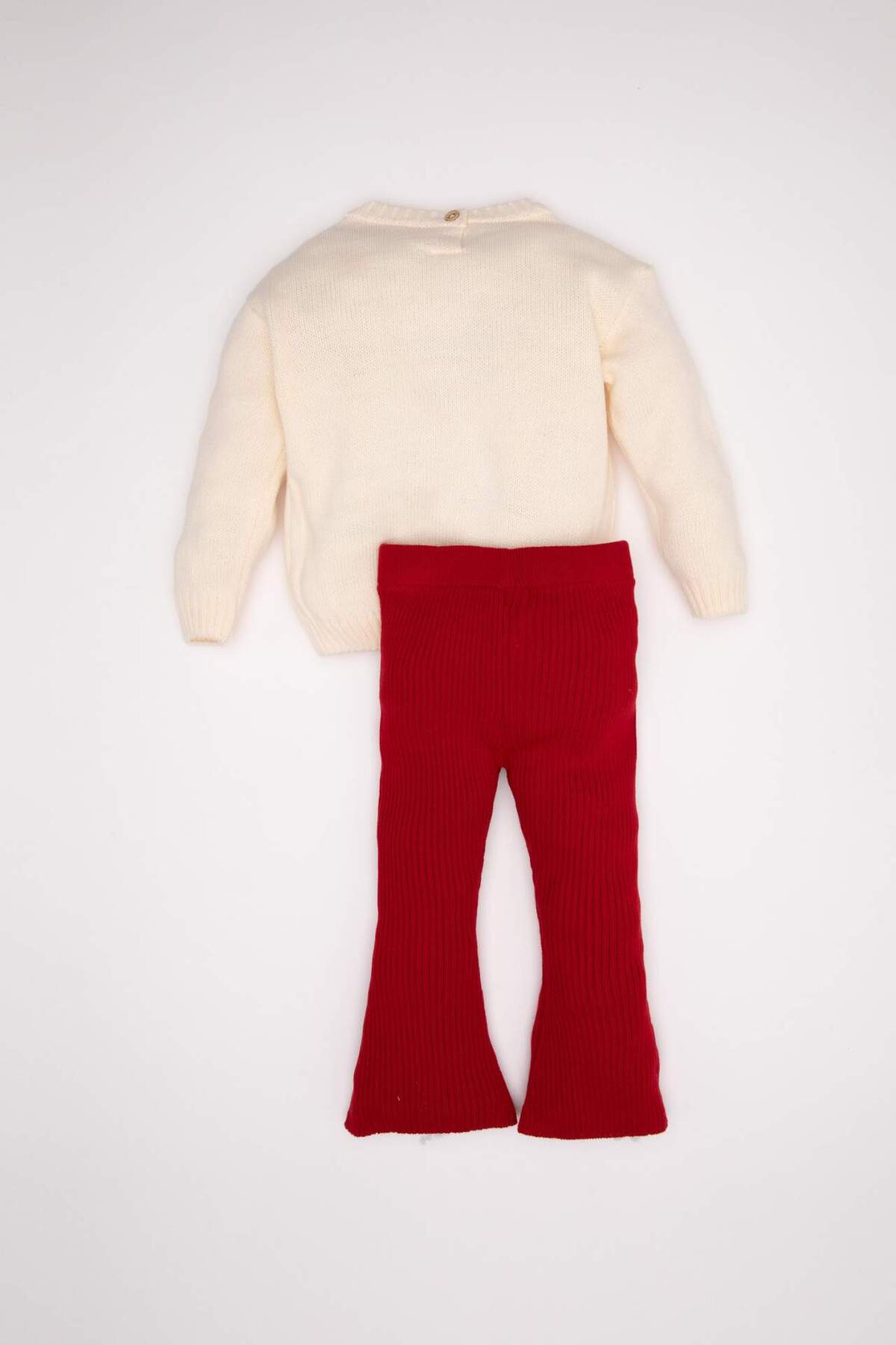 Defacto 2'li Takım Yılbaşı Temalı Triko Kazak İspanyol Paça Tayt Kız Bebek C8461A524WN fotoğrafı 5 (önizleme)