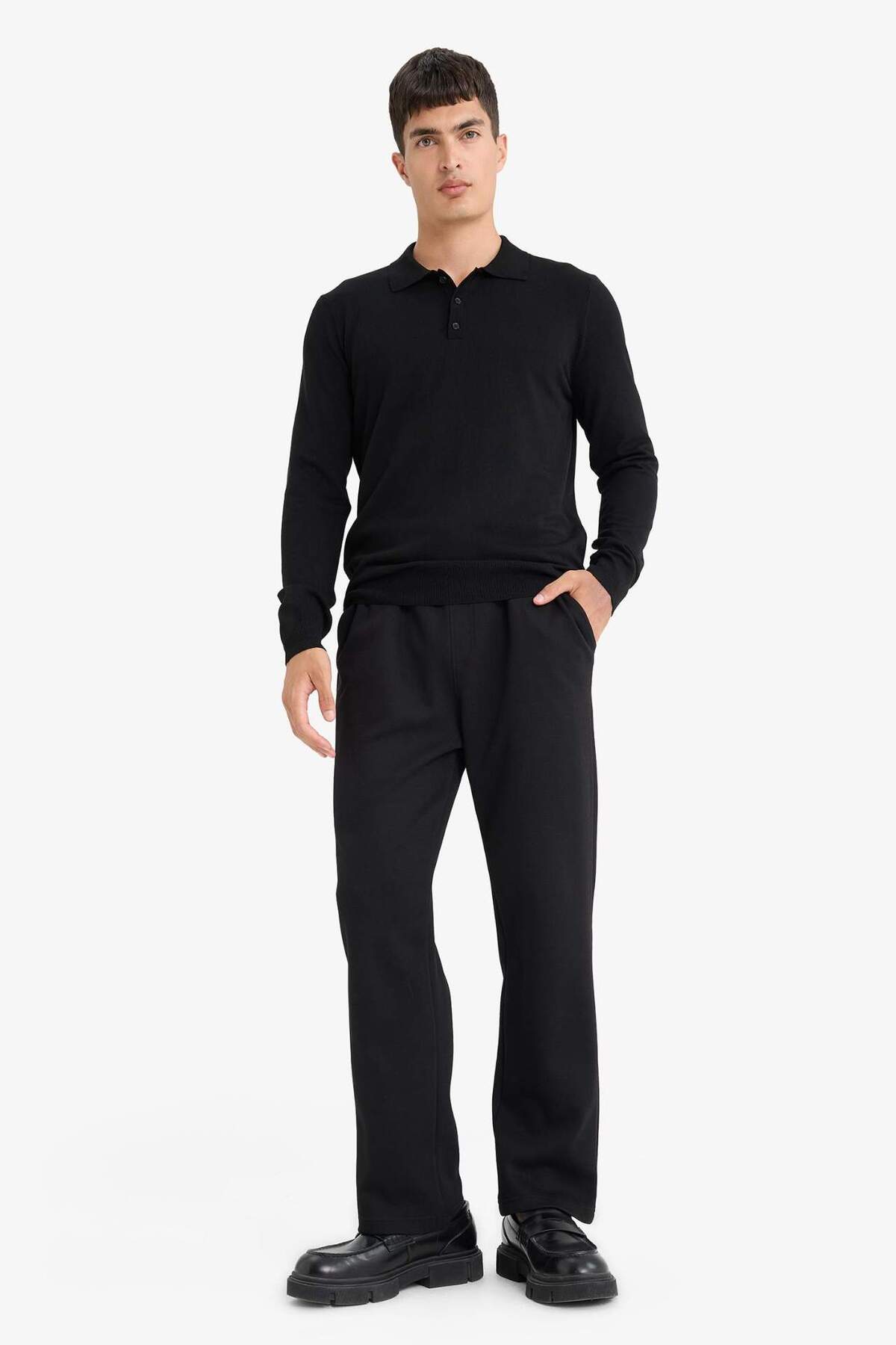 DeFacto Standart Fit Polo Yaka Premium Düğmeli Triko Kazak D0454AX24AU görsel 2