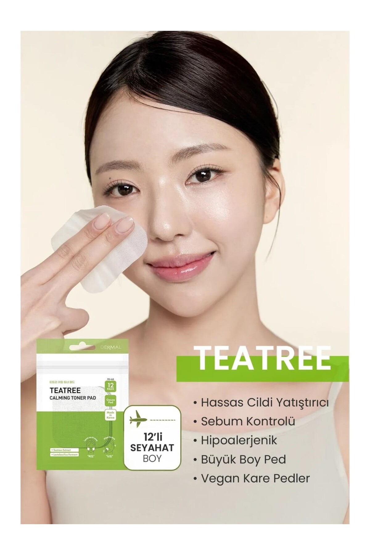 Çay Ağacı Siyah Nokta Karşıtı Tonik Pedi 12 Adet Sebum Kontrol Yatıştırıcı Cilt Bakım Pedi — DERMAL/PAD/012 — تصویر 2 از 7