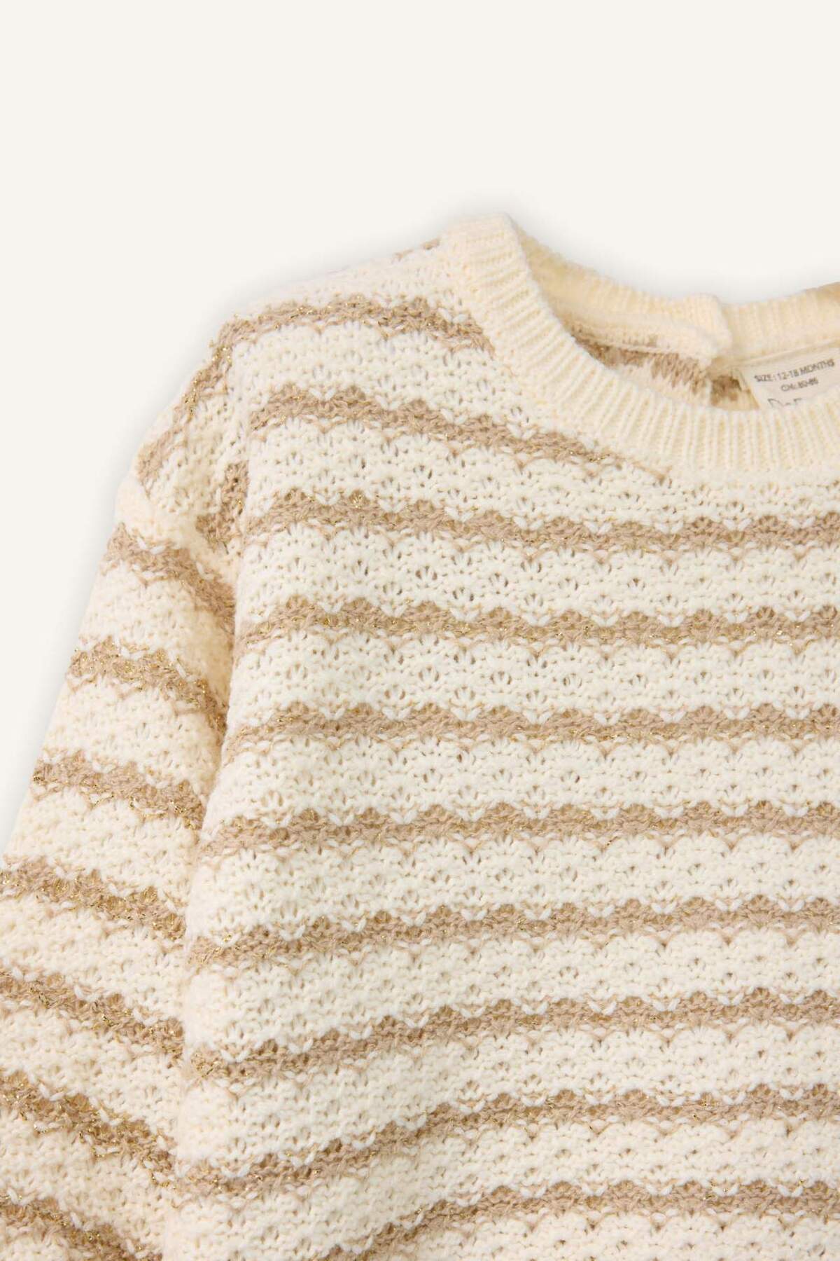 Defacto Bisiklet Yaka Çizgili Triko Kazak Kız Bebek C8273A524WN fotoğrafı 2 (önizleme)