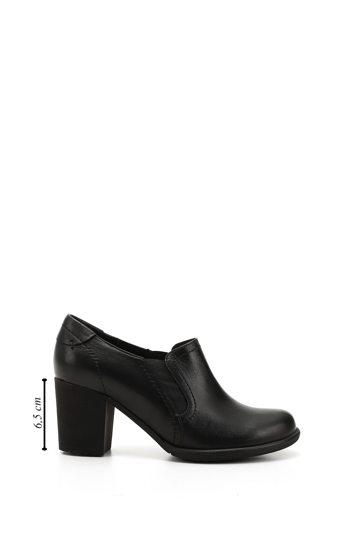 GÖNDERİ(R)  Kadın Siyah Orta Kalın Topuklu Hakiki Deri Ayakkabı - Görsel 3