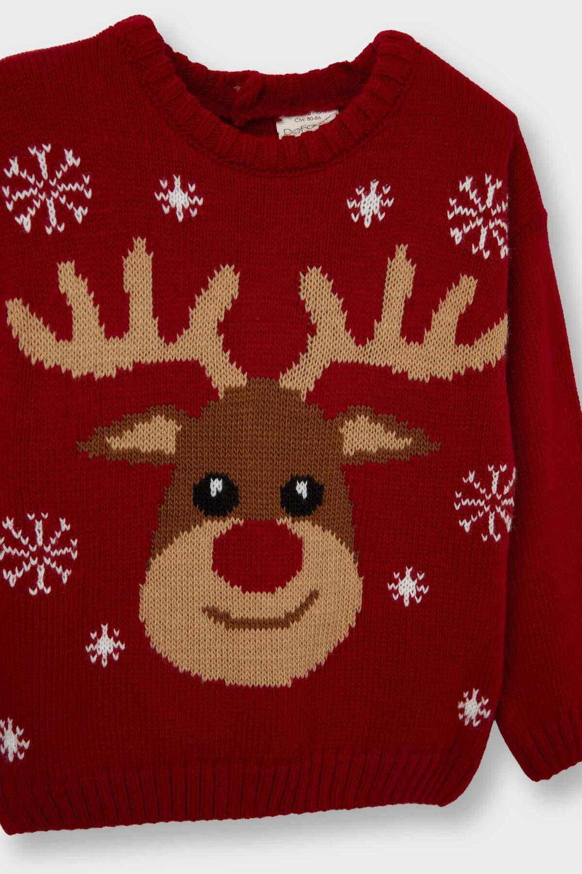 Defacto Erkek Bebek Yılbaşı Temalı Bisiklet Yaka Triko Kazak C8877A524WN fotoğrafı 4 (önizleme)