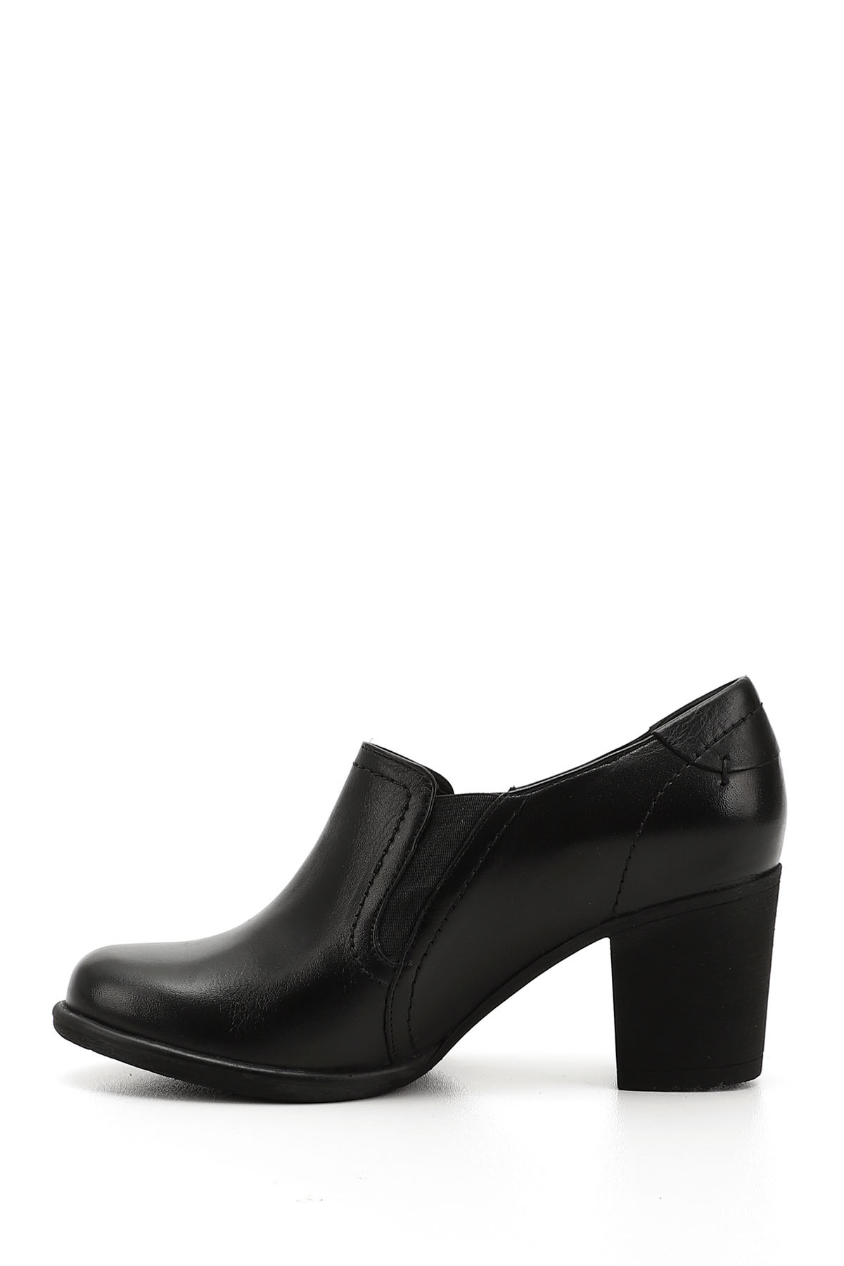 GÖNDERİ(R)  Kadın Siyah Orta Kalın Topuklu Hakiki Deri Ayakkabı - Görsel 6