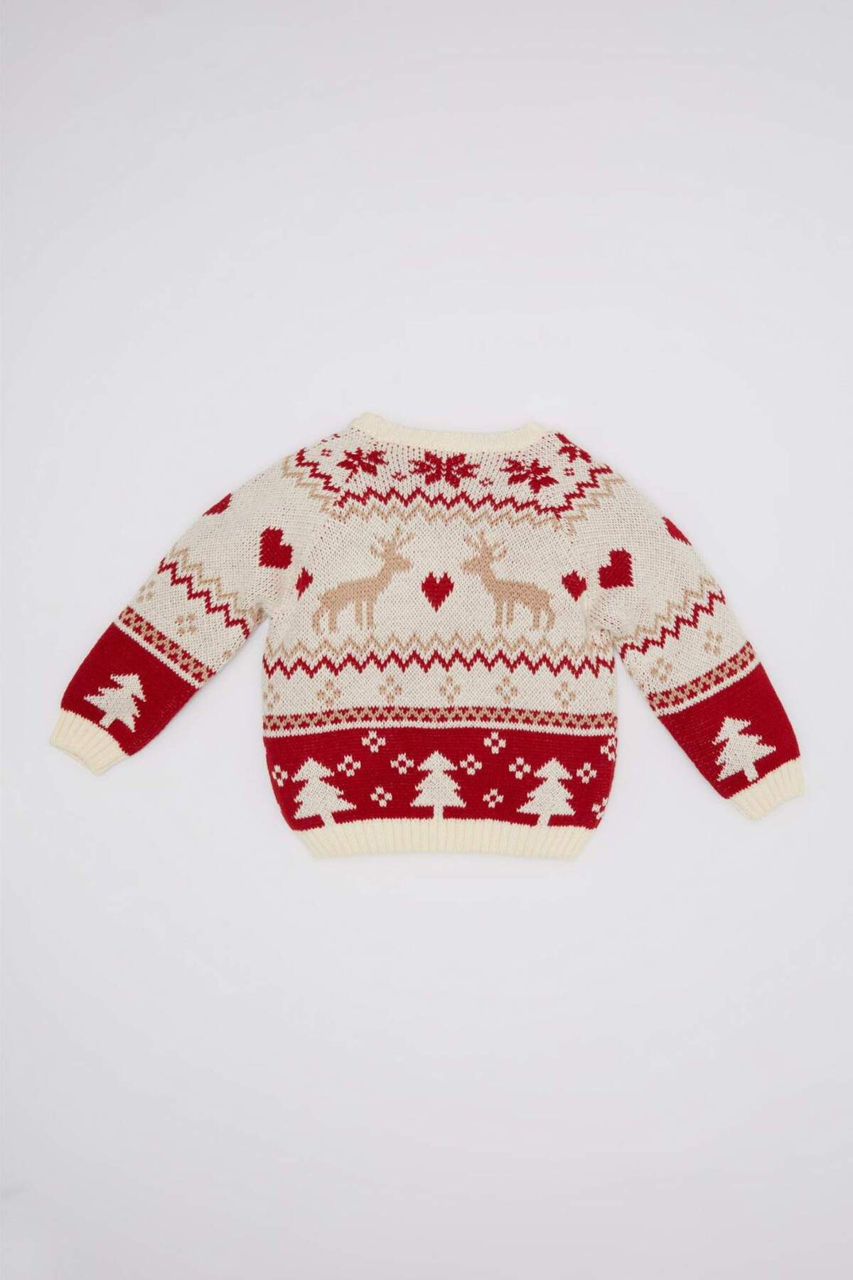 Defacto Kız Bebek Bej Bisiklet Yaka Yılbaşı Temalı Triko Kazak fotoğrafı 5 (önizleme)