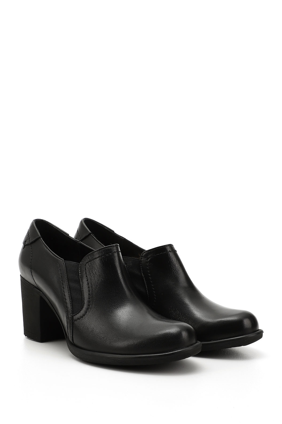 GÖNDERİ(R)  Kadın Siyah Orta Kalın Topuklu Hakiki Deri Ayakkabı - Görsel 5