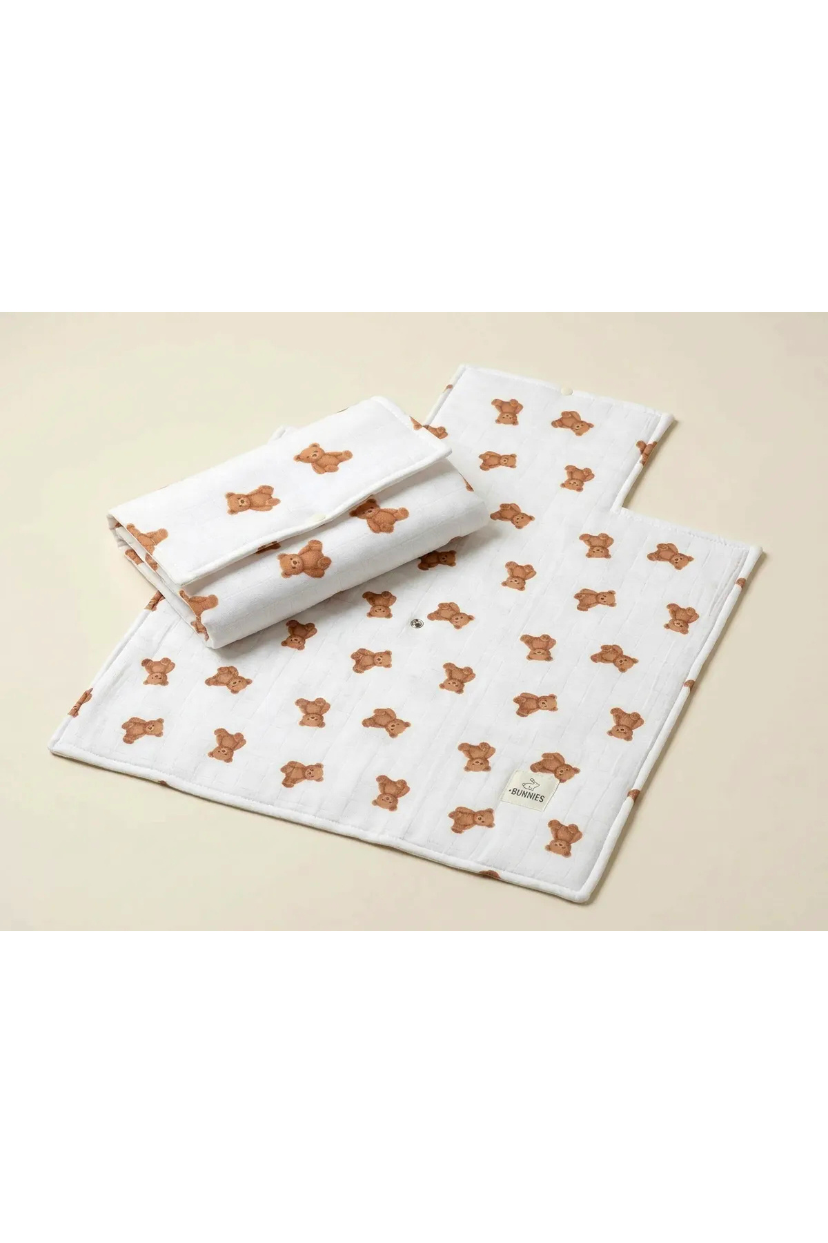 jr.bunnies Müslin Alt Açma–Çanta Formlu, %100 Pamuk, Baş Destekli, Seyahat ve Günlük Mat-TEDDY 61x48 cm fotoğrafı 2 (önizleme)