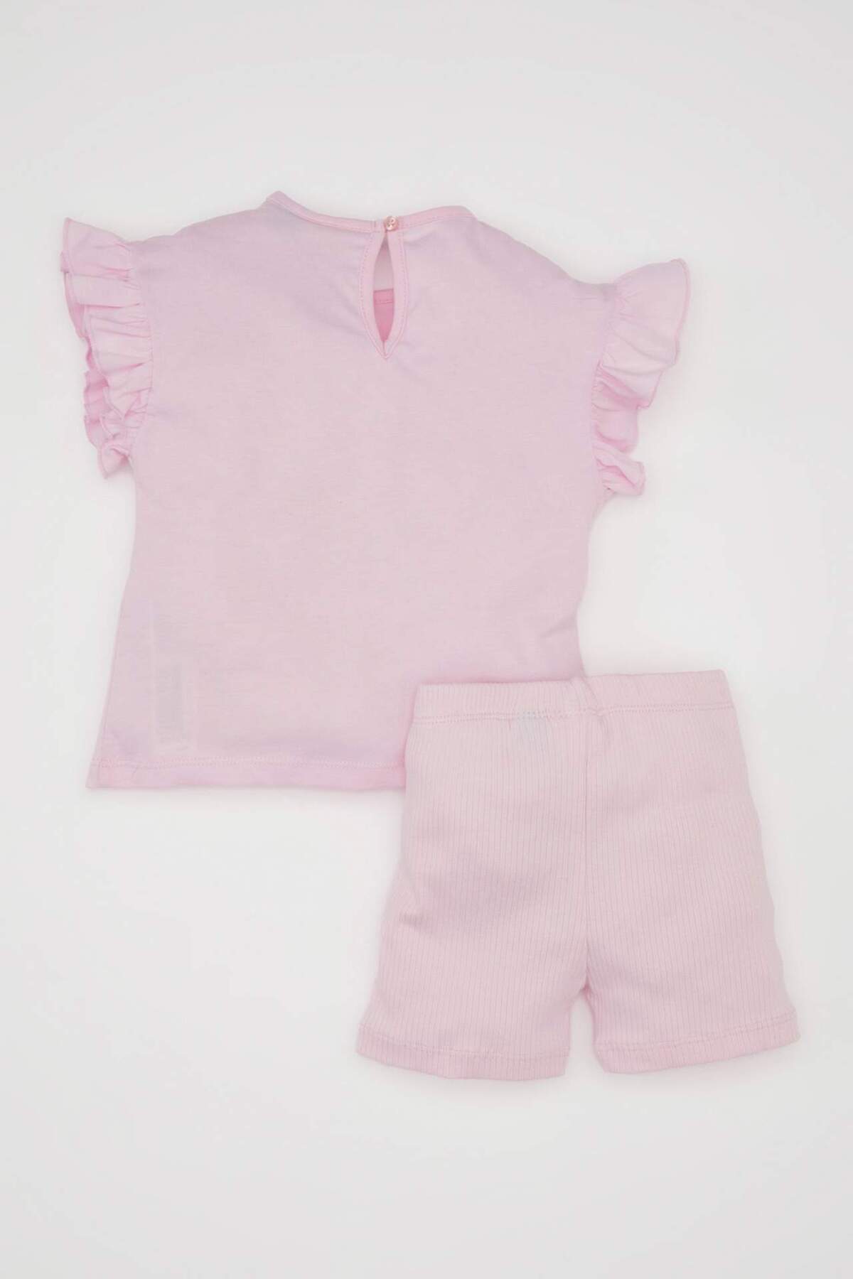 Defacto Kız Bebek 2li Takım Disney Prenses Penye Bisiklet Yaka Kısa Kollu Tişört Şort C8641A524SM fotoğrafı 5 (önizleme)