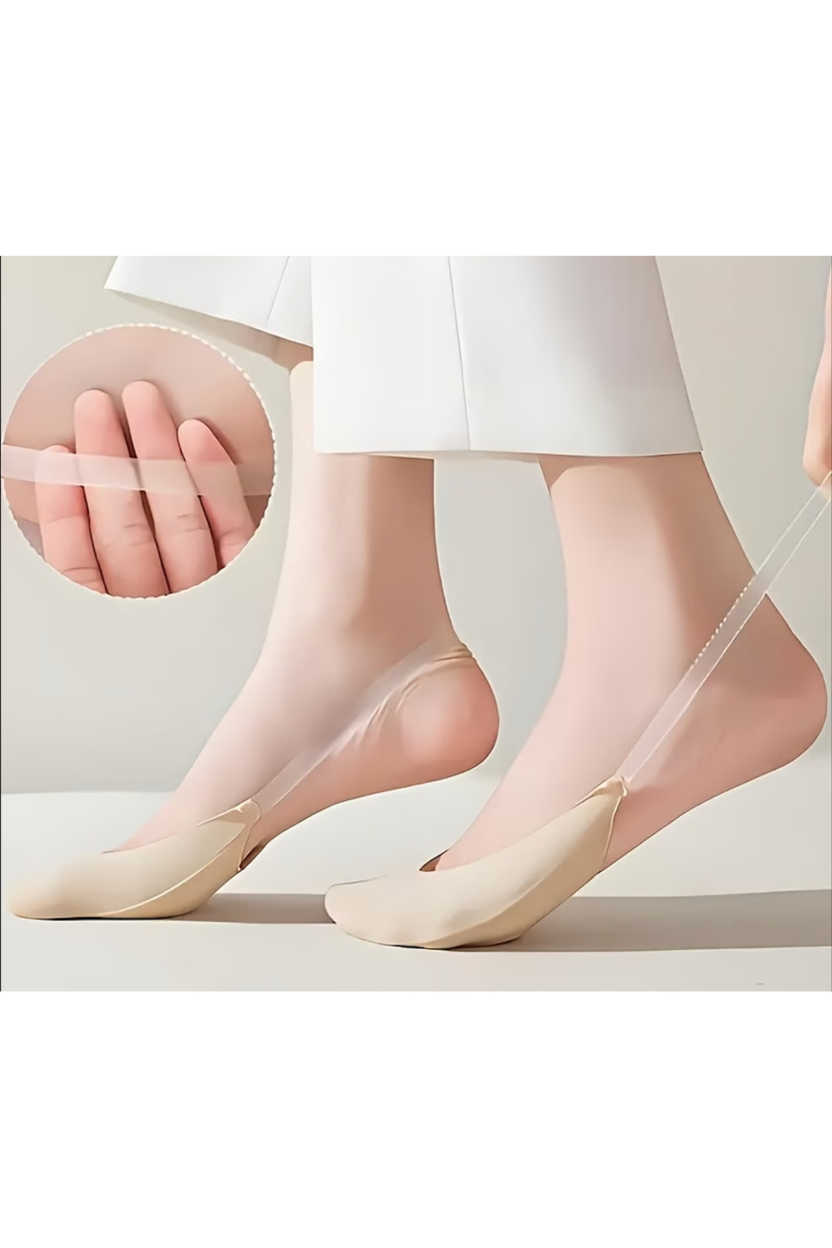 VENTURA STORE VELIA SERIES Topuklu Ayakkabılar İçin Ten rengi Görünmez Slingback Çoraplar - Yumuşak, Nefes Alabilir ve Dikişsiz Karışım