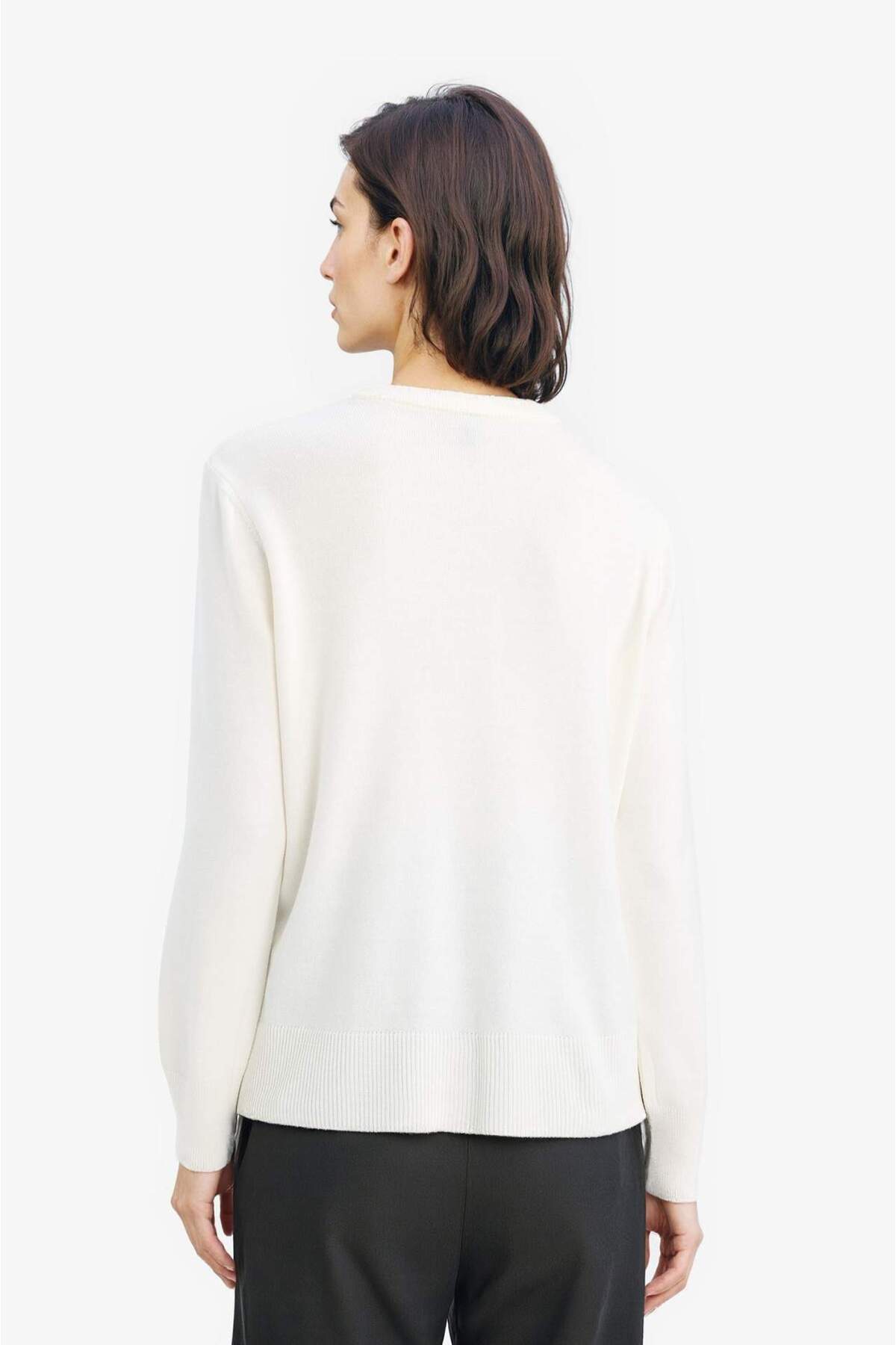 Defacto  Relax Fit Bisiklet Yaka Triko Kazak C0058AX24WN - Görsel 6