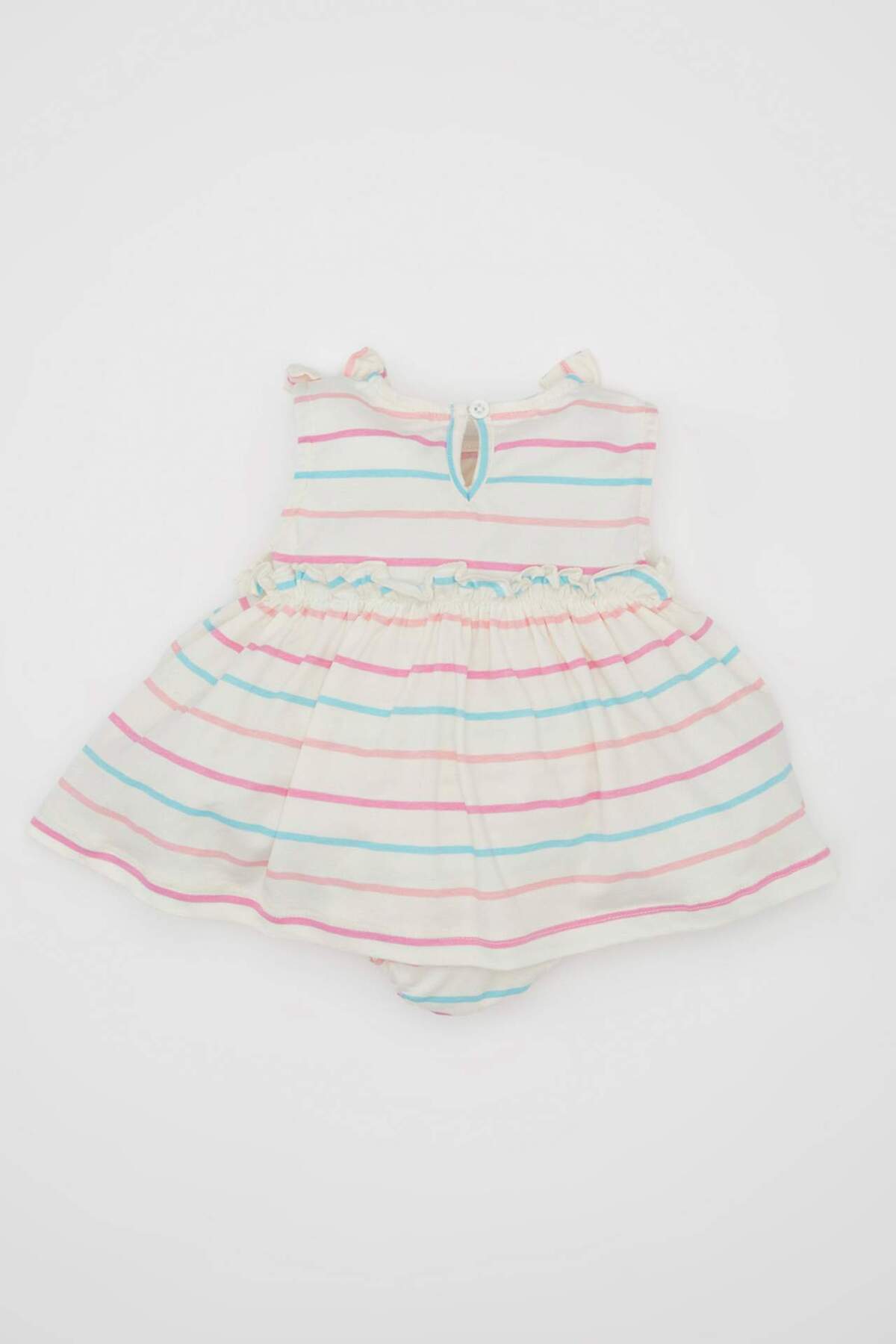 Defacto Kız Bebek Yeni Doğan Çizgili Penye Kolsuz Tulum Elbise C9583A524HS fotoğrafı 4 (önizleme)