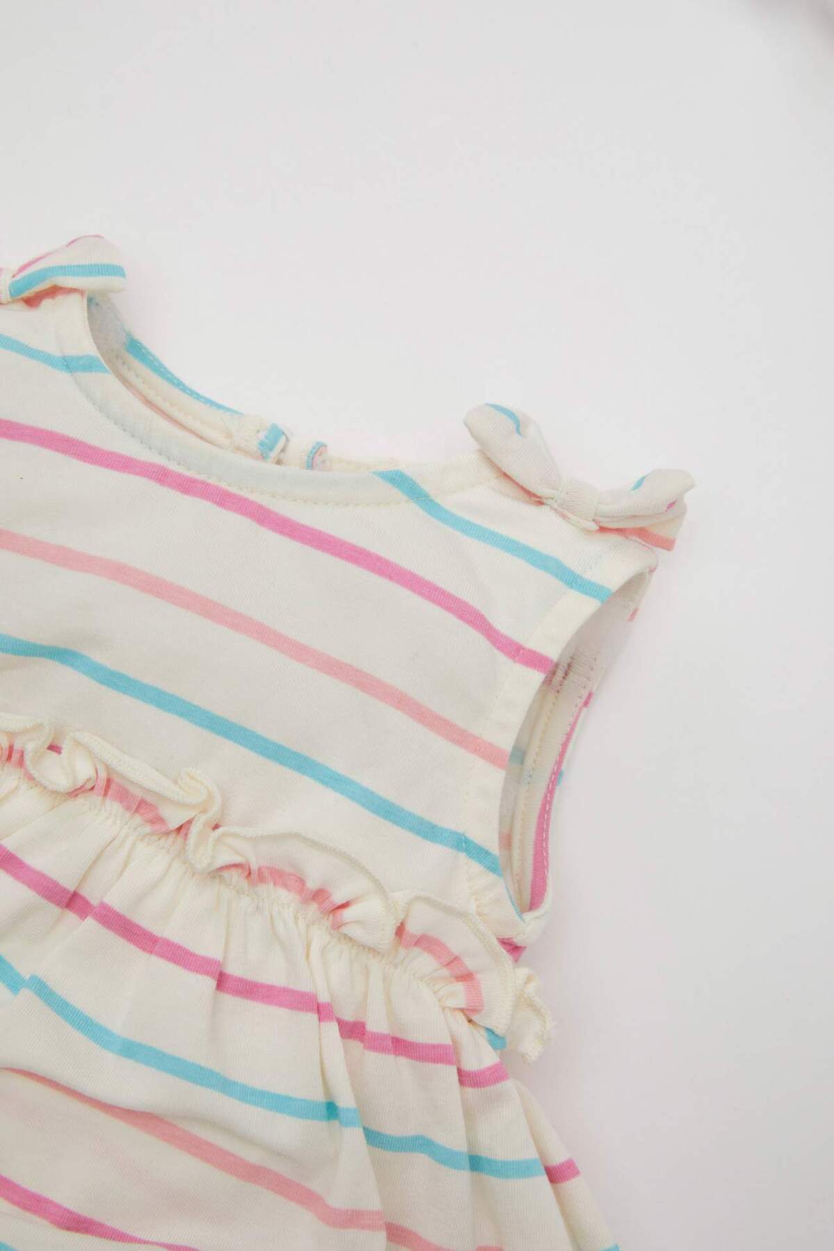 Defacto Kız Bebek Yeni Doğan Çizgili Penye Kolsuz Tulum Elbise C9583A524HS fotoğrafı 2 (önizleme)