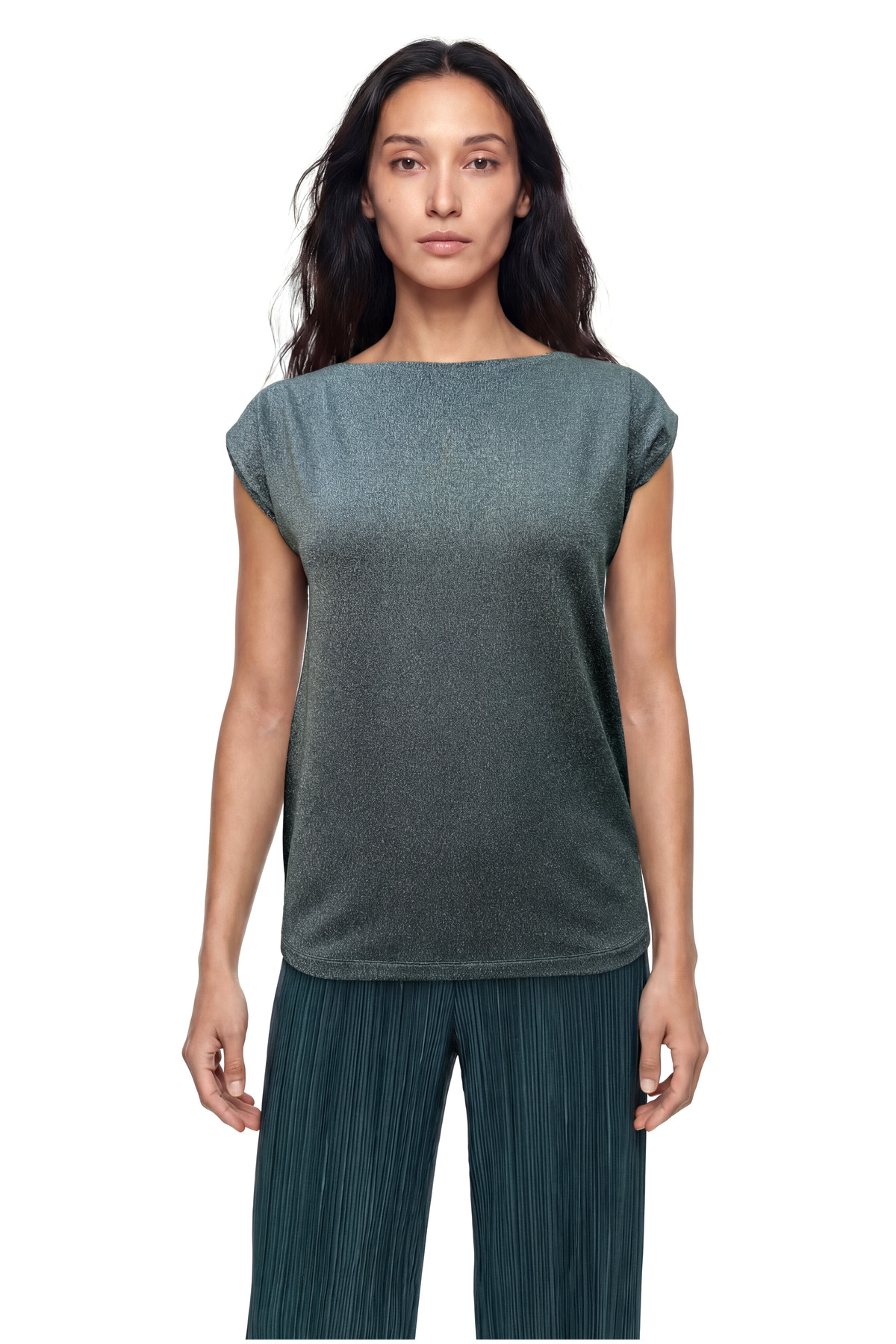 Anthracite Crew Neck Glitter Short Sleeve Women's T-Shirt SKY glitter S/S TOP