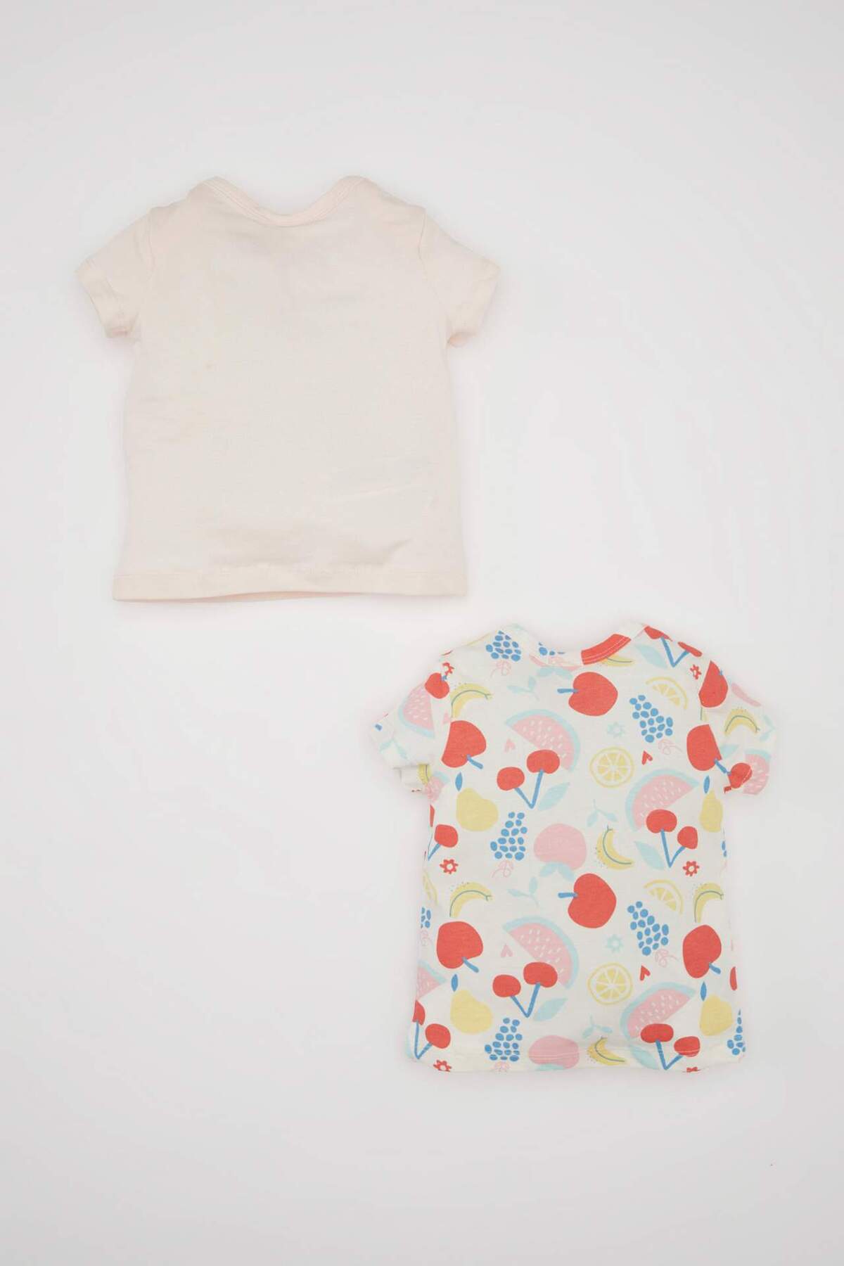 Defacto Zarf Yaka Meyve Desenli Penye 2'li Kısa Kollu Tişört Kız Bebek Yenidoğan C9541A524HS fotoğrafı 4 (önizleme)