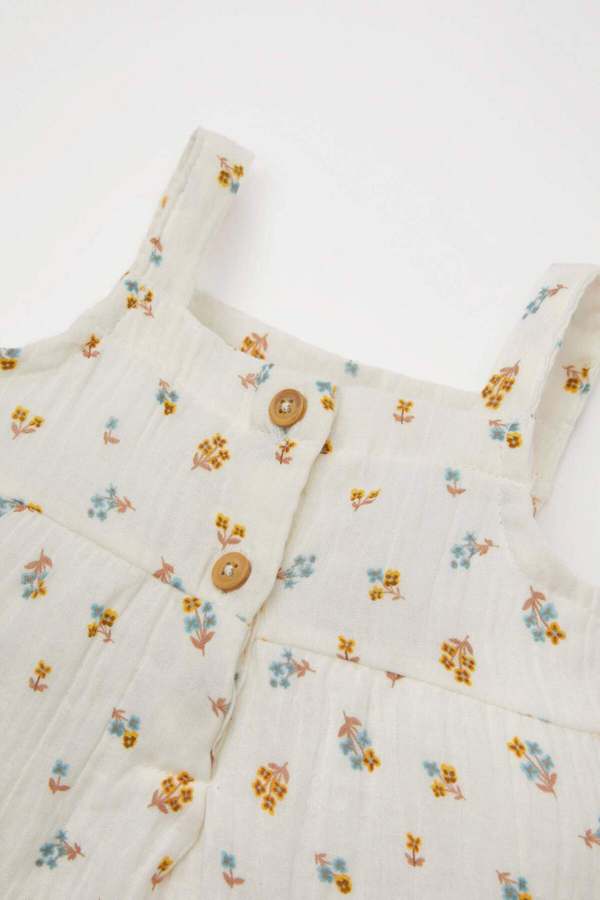 Defacto Kız Bebek 2li Takım Çiçekli Müslin Askılı Bluz Şort C8703A524SM fotoğrafı 3 (önizleme)