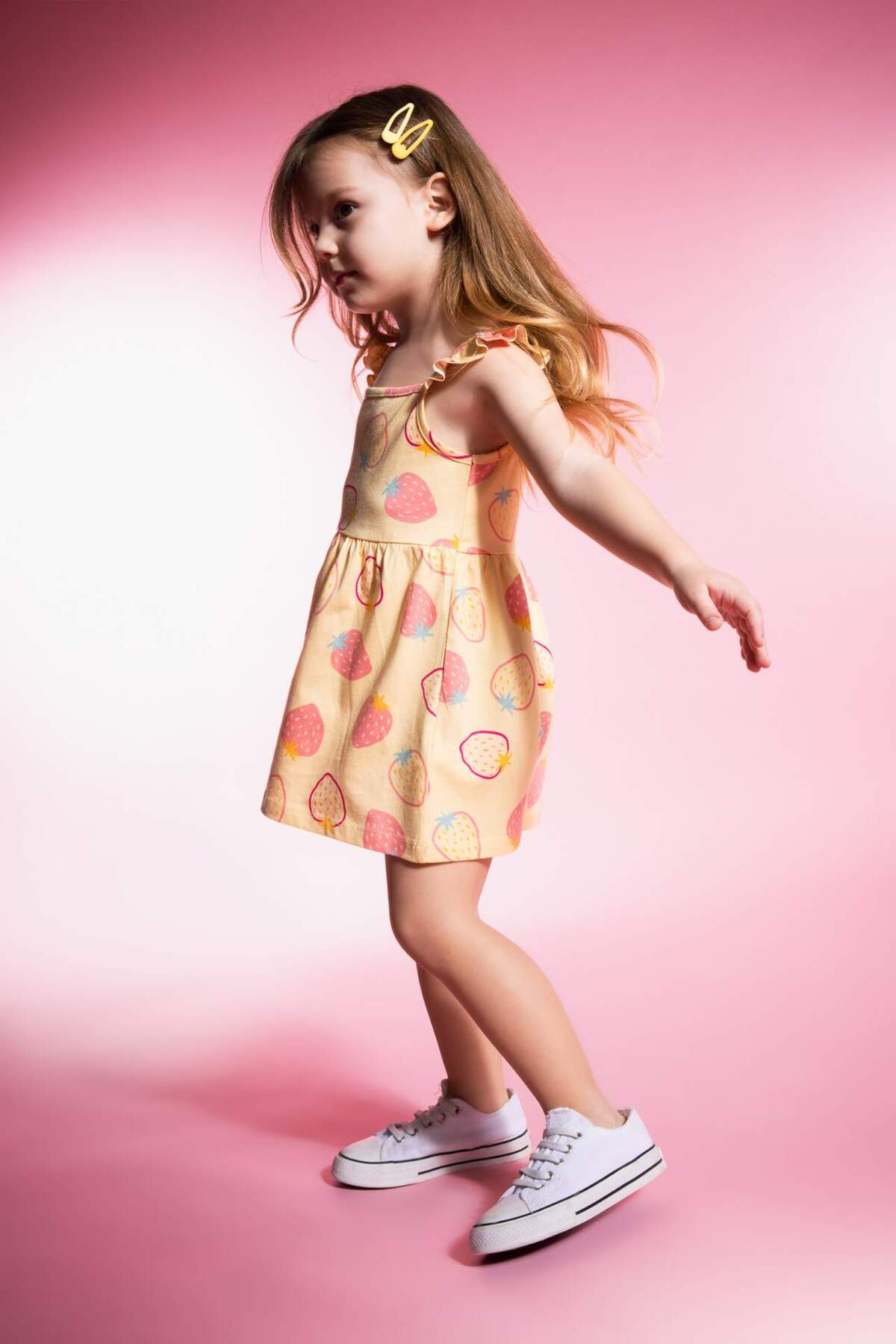 Defacto Desenli Kolsuz Elbise Kız Bebek C0078A524SM fotoğrafı 2 (önizleme)