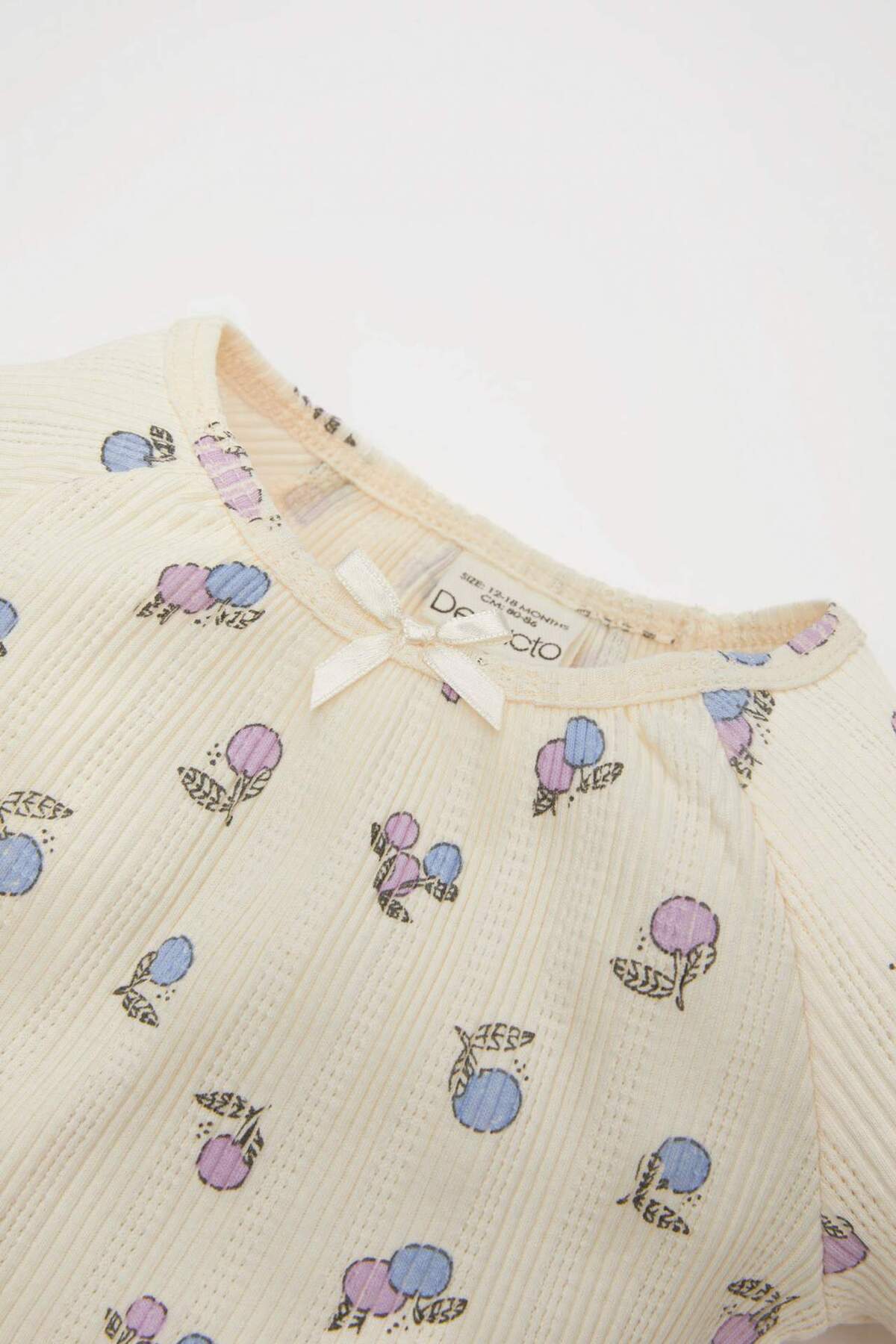 Defacto Kız Bebek Pijama Takımı Meyve Desenli Bisiklet Yaka Kısa Kollu Üst Şort C3481A524HS fotoğrafı 3 (önizleme)