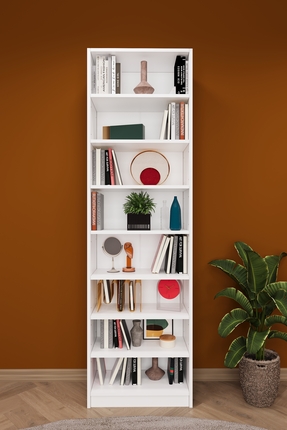 Asra Trend Lüks 8 Raflı Ayarlanabilir Ev Ofis Kitaplık %100 MDF Modern Dekora...