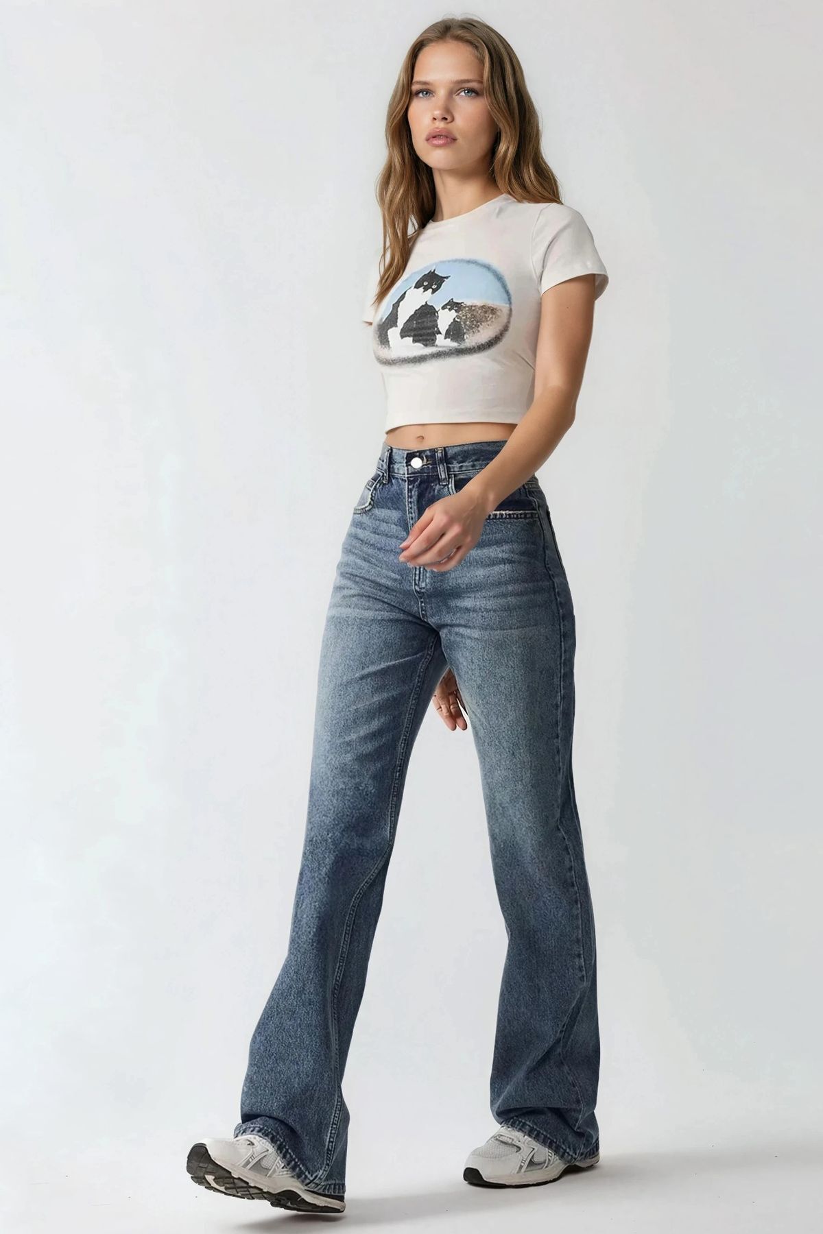 Hiccup  Orta Bel Straight Leg Denim Pantolon - Görsel 2
