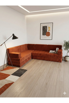 BAKIRÖZÜ HOME Premium Kadife Kumaş, Konforlu Yer Kanepesi ,Modüler Şark Köşes...