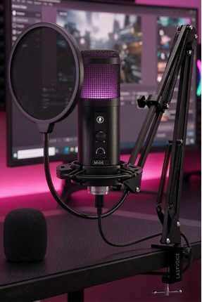 Midex V5 Rgb Set Usb Oyuncu Ve Yayıncı Mikrofonu Condenser Stüdyo