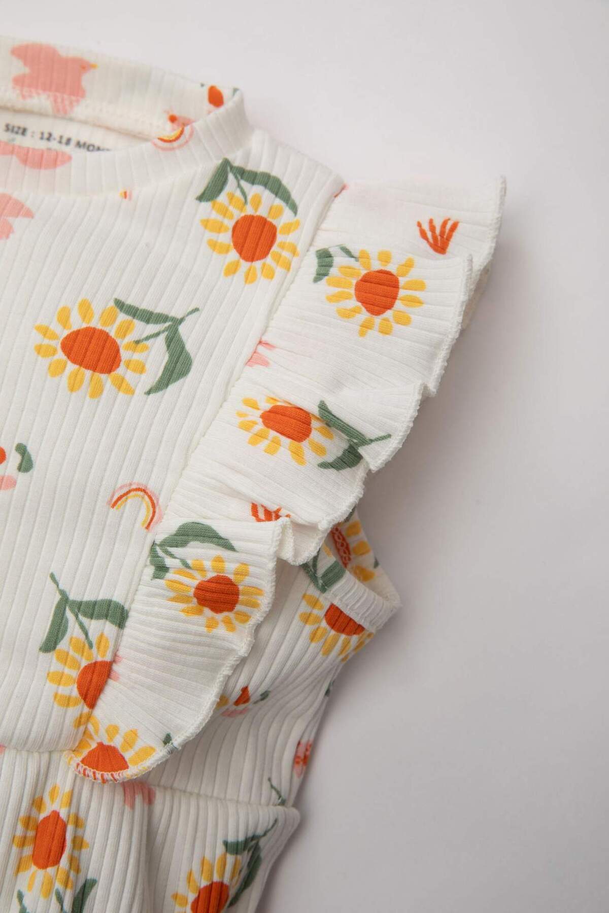 Defacto Kız Bebek Yeni Doğan Çiçekli Fitilli Kaşkorse Kolsuz Tulum C8728a524sm fotoğrafı 3 (önizleme)