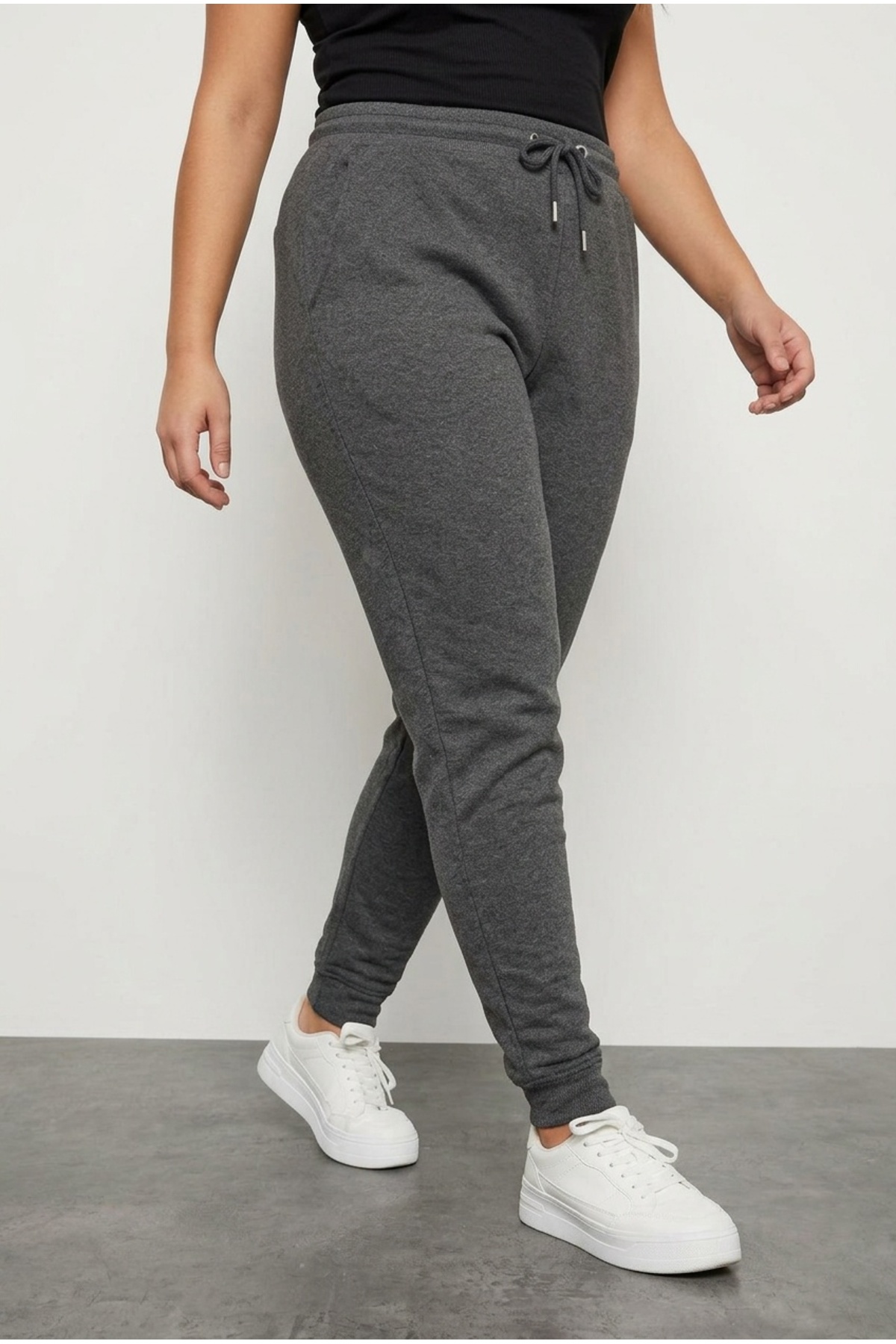 Stil Diva  Büyük Beden Beli Ve Paçası Lastikli Dar Paça Jogger Eşofman Altı 302755 - Görsel 2