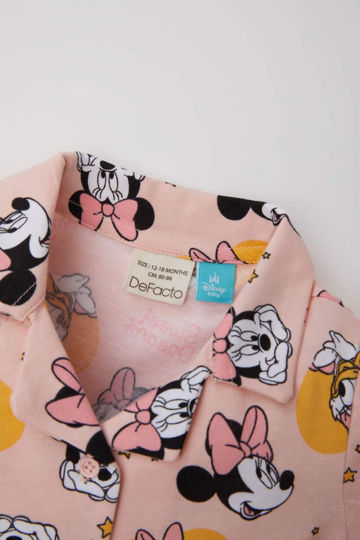 Defacto Kız Bebek Disney Mickey & Minnie Pijama Takımı Penye Kısa Kollu Üst Şort C3479A524HS fotoğrafı 3 (önizleme)
