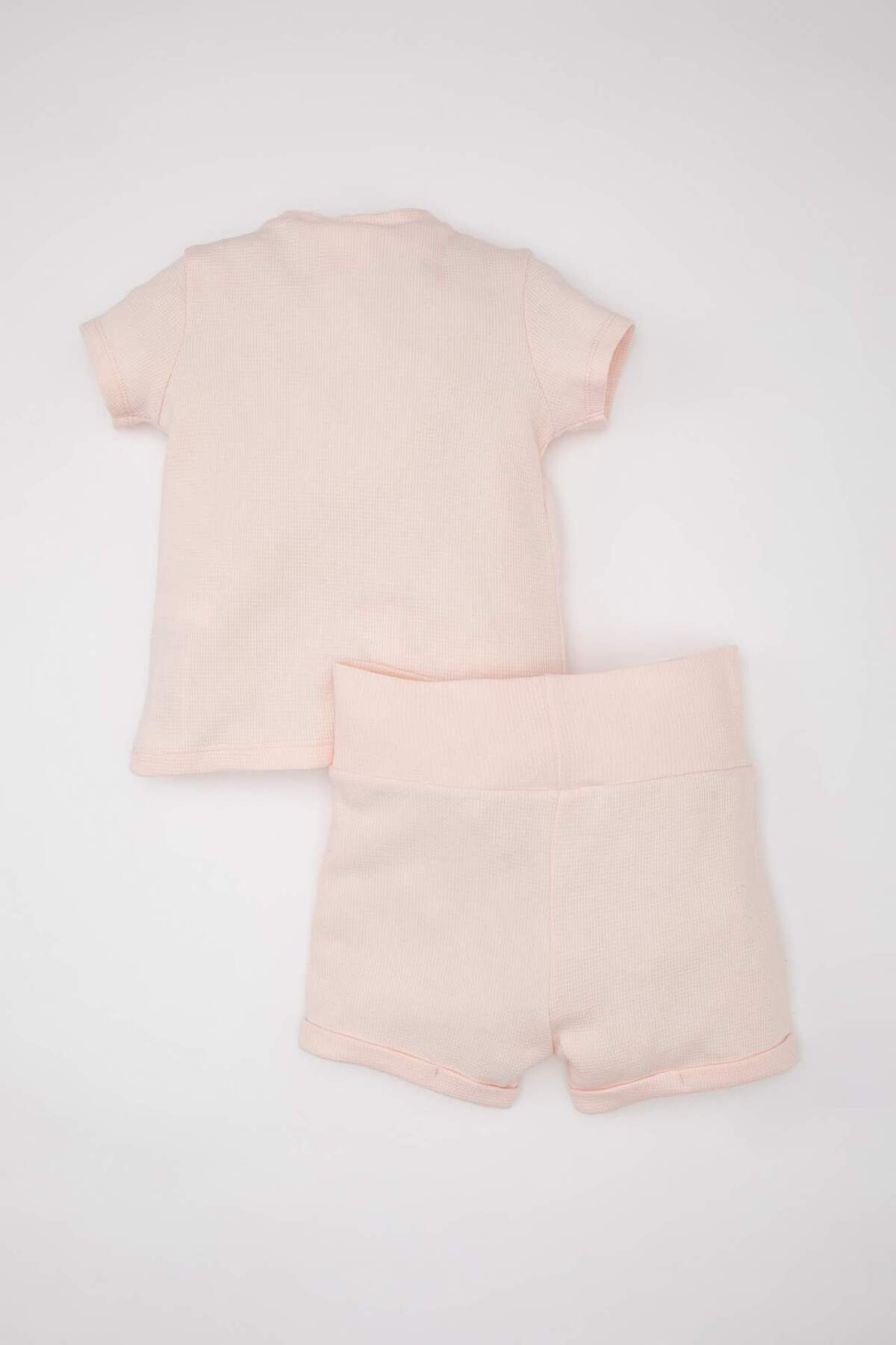 Defacto Kız Bebek 2li Takım Nakışlı Waffle Kısa Kollu Tişört Şort C2552A524SM fotoğrafı 6 (önizleme)