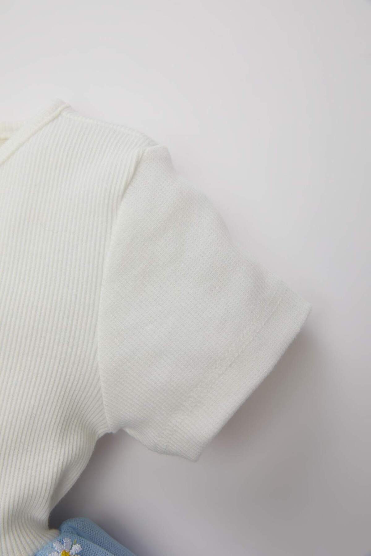 Defacto Kız Bebek Çiçekli Fitilli Kaşkorse Kısa Kollu Tütü Elbise C5985A524SM fotoğrafı 7 (önizleme)