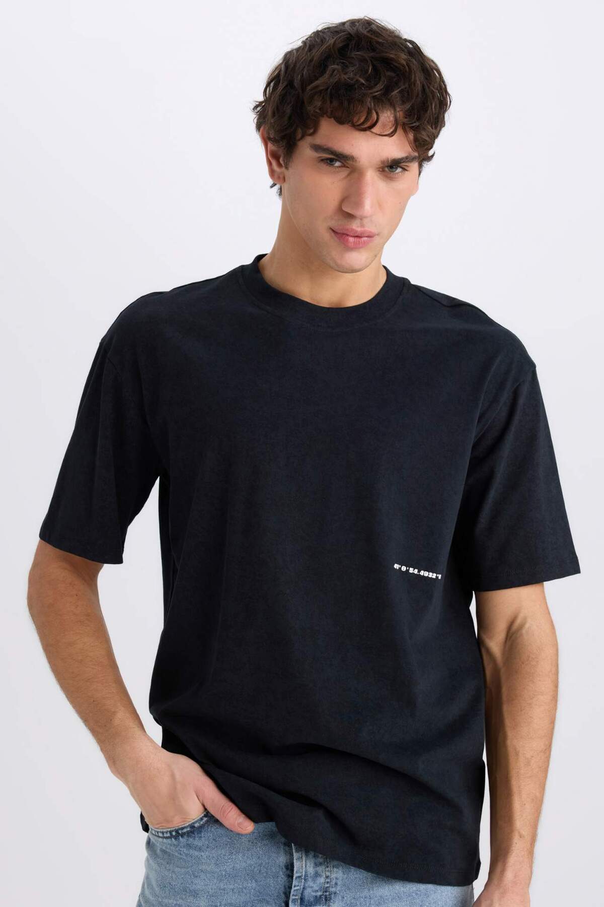 Defacto 100% Cotton Boxy Fit Crew Neck Printed Short Sleeve T-Shirt C2138Ax24Sm